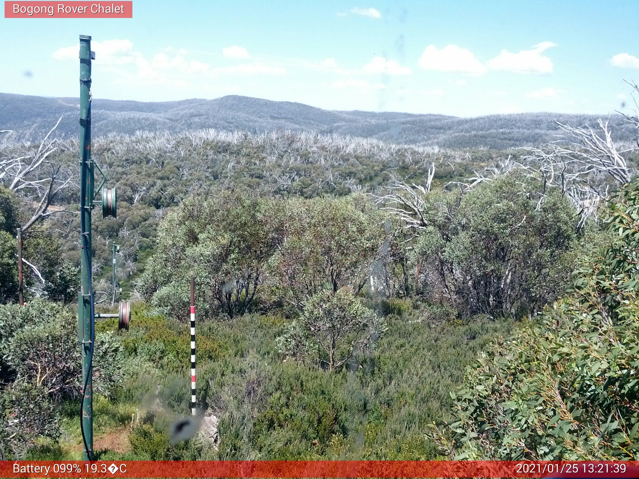 Bogong Web Cam 1:21pm Monday 25th of January 2021