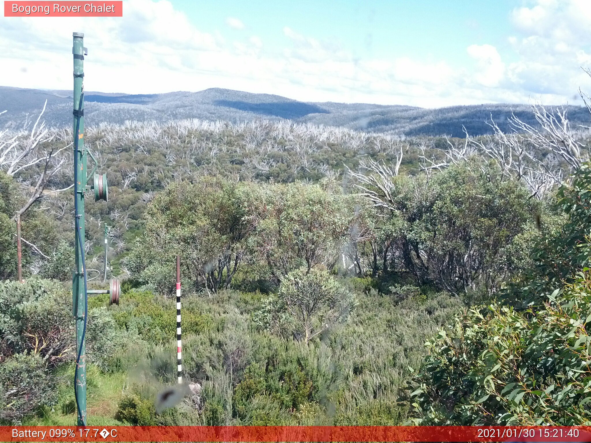 Bogong Web Cam 3:21pm Saturday 30th of January 2021