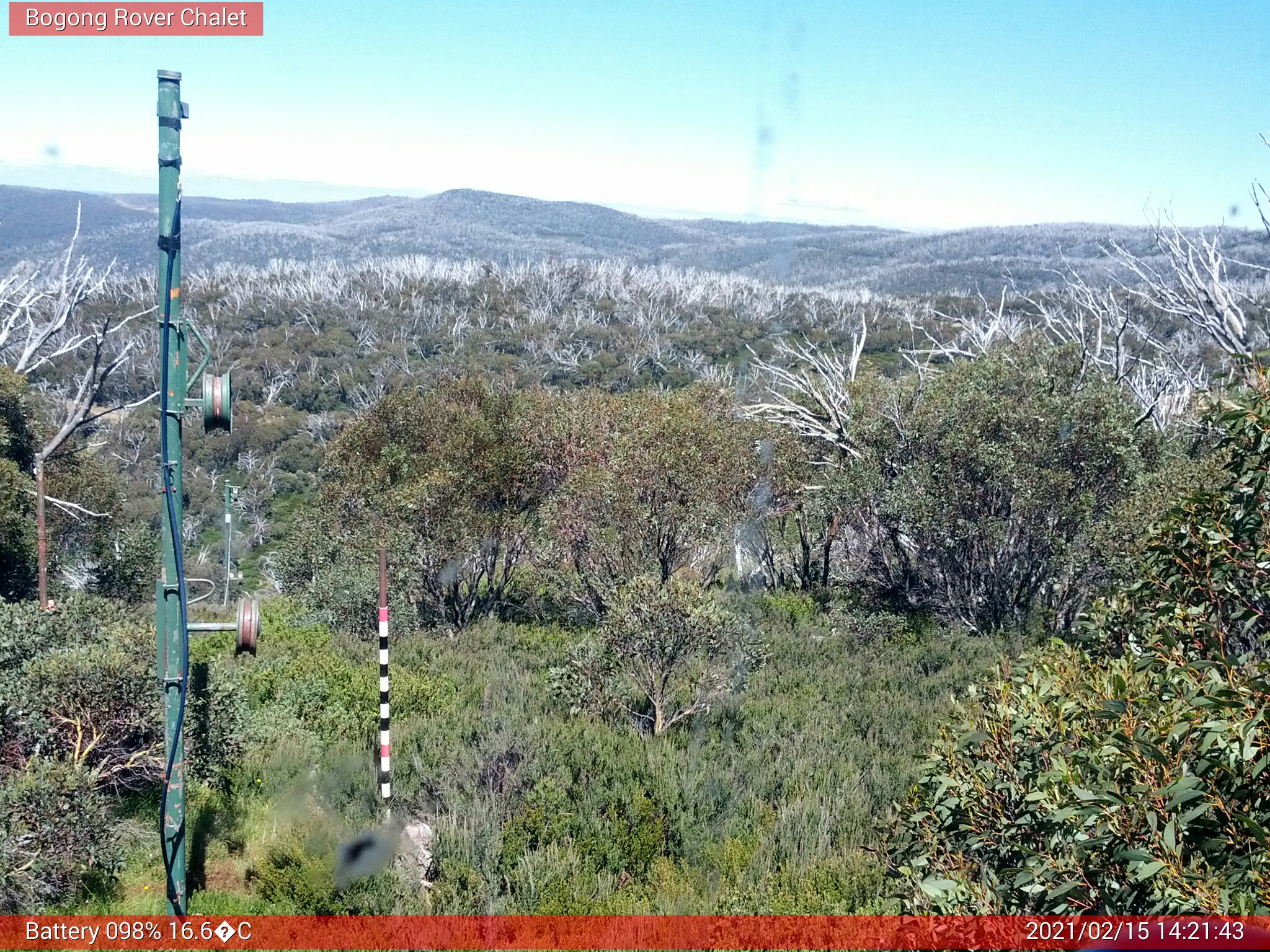 Bogong Web Cam 2:21pm Monday 15th of February 2021