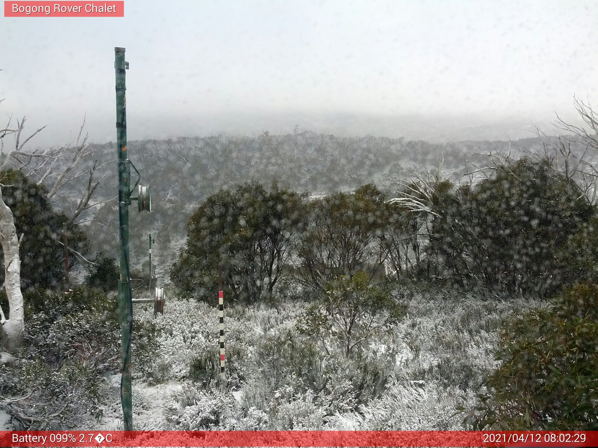 Bogong Web Cam 8:02am Monday 12th of April 2021