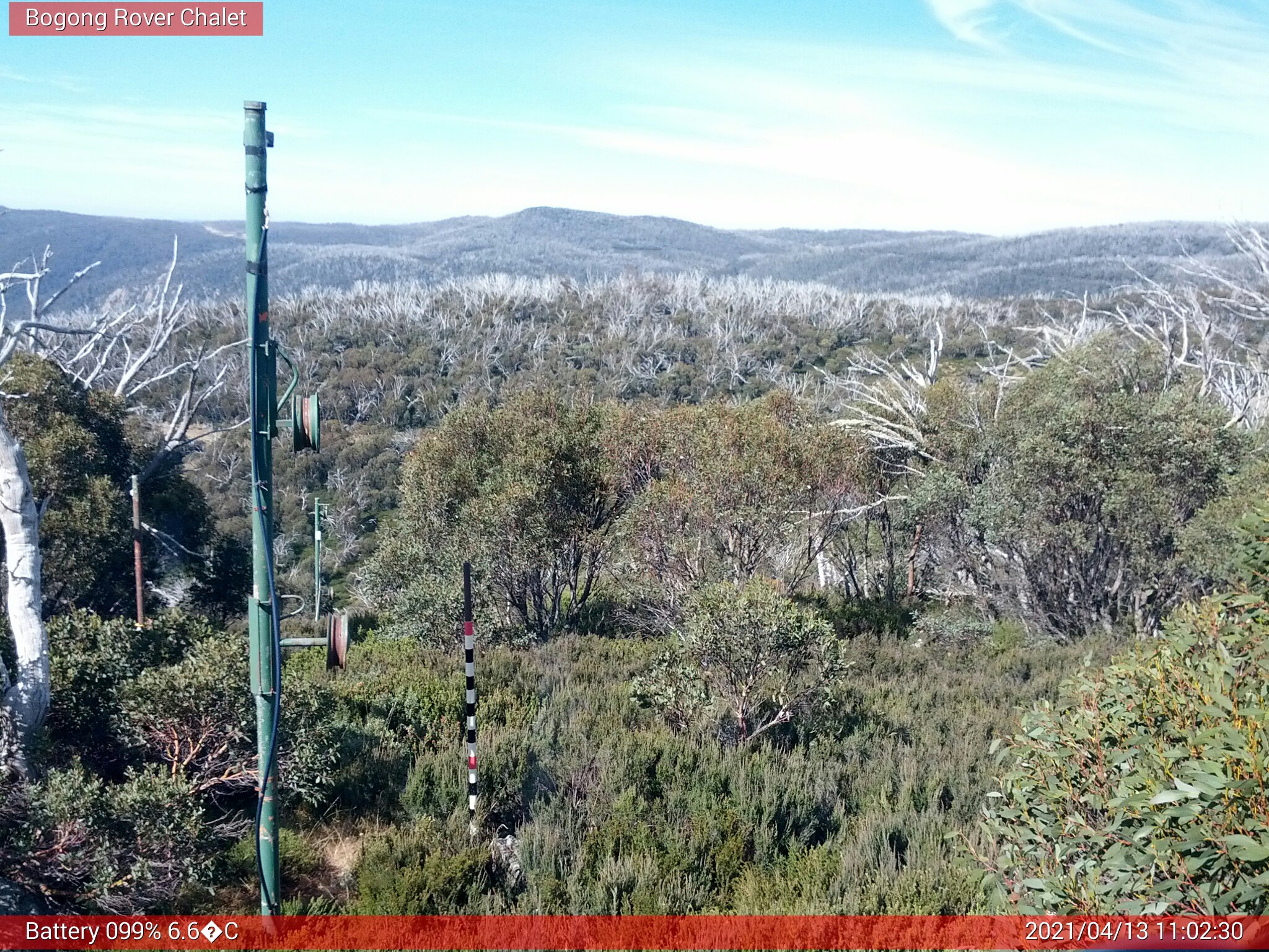 Bogong Web Cam 11:02am Tuesday 13th of April 2021