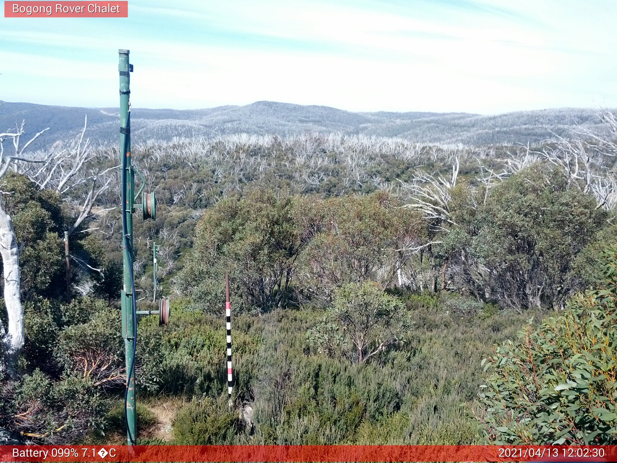 Bogong Web Cam 12:02pm Tuesday 13th of April 2021