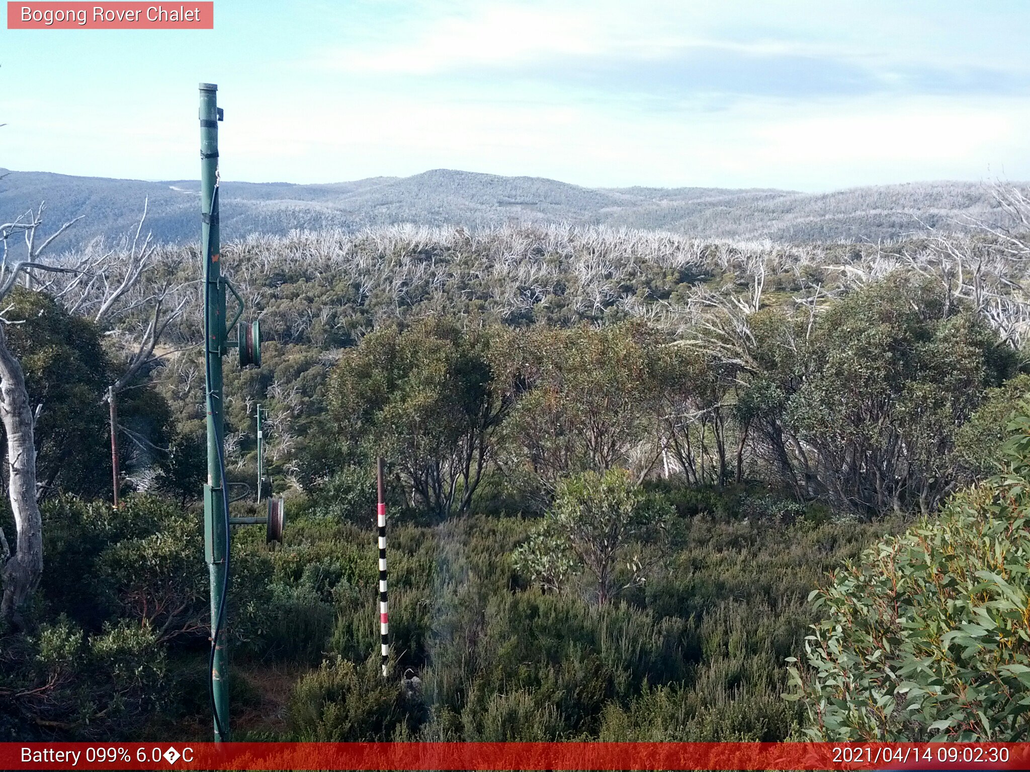 Bogong Web Cam 9:02am Wednesday 14th of April 2021