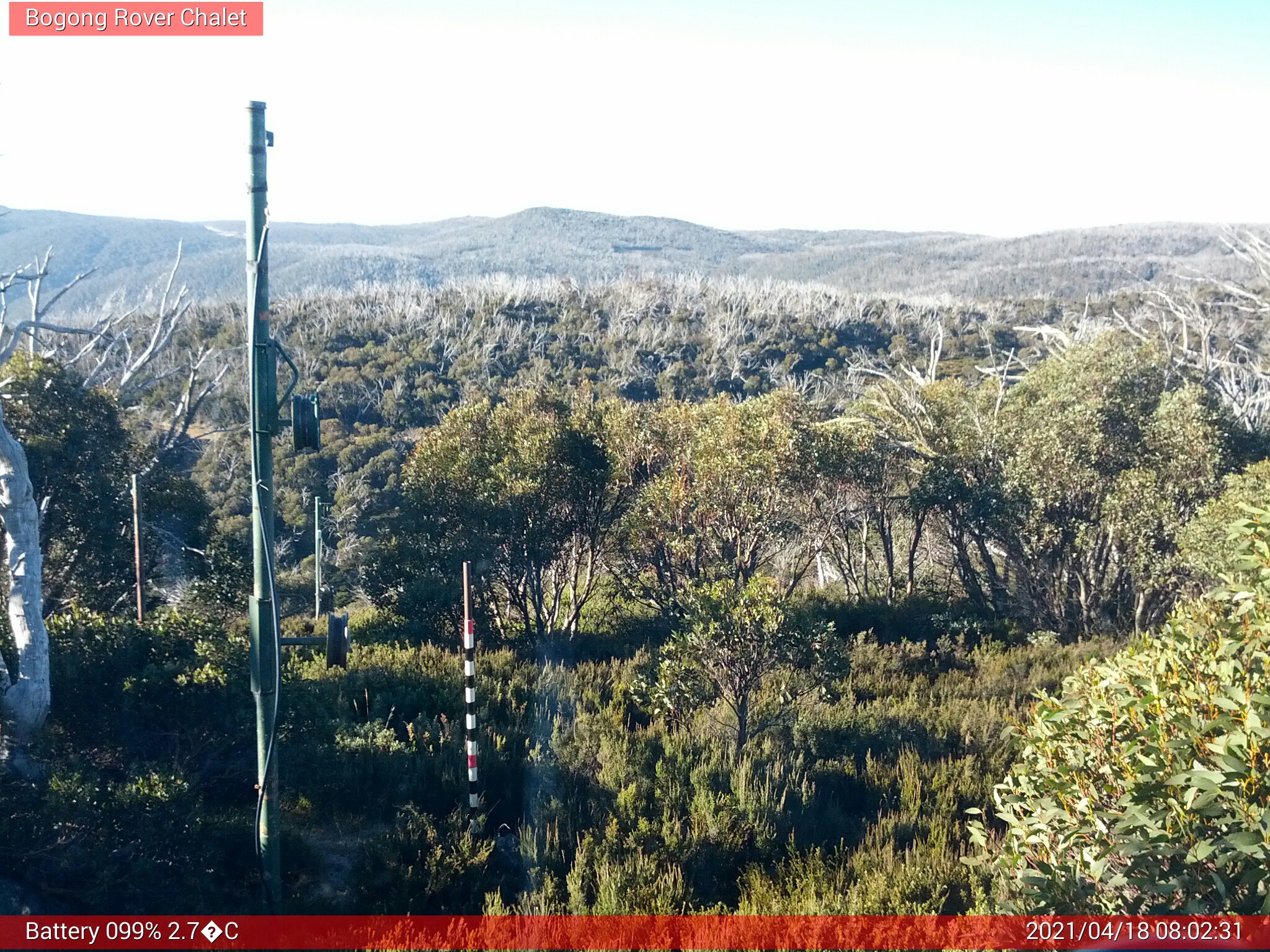 Bogong Web Cam 8:02am Sunday 18th of April 2021