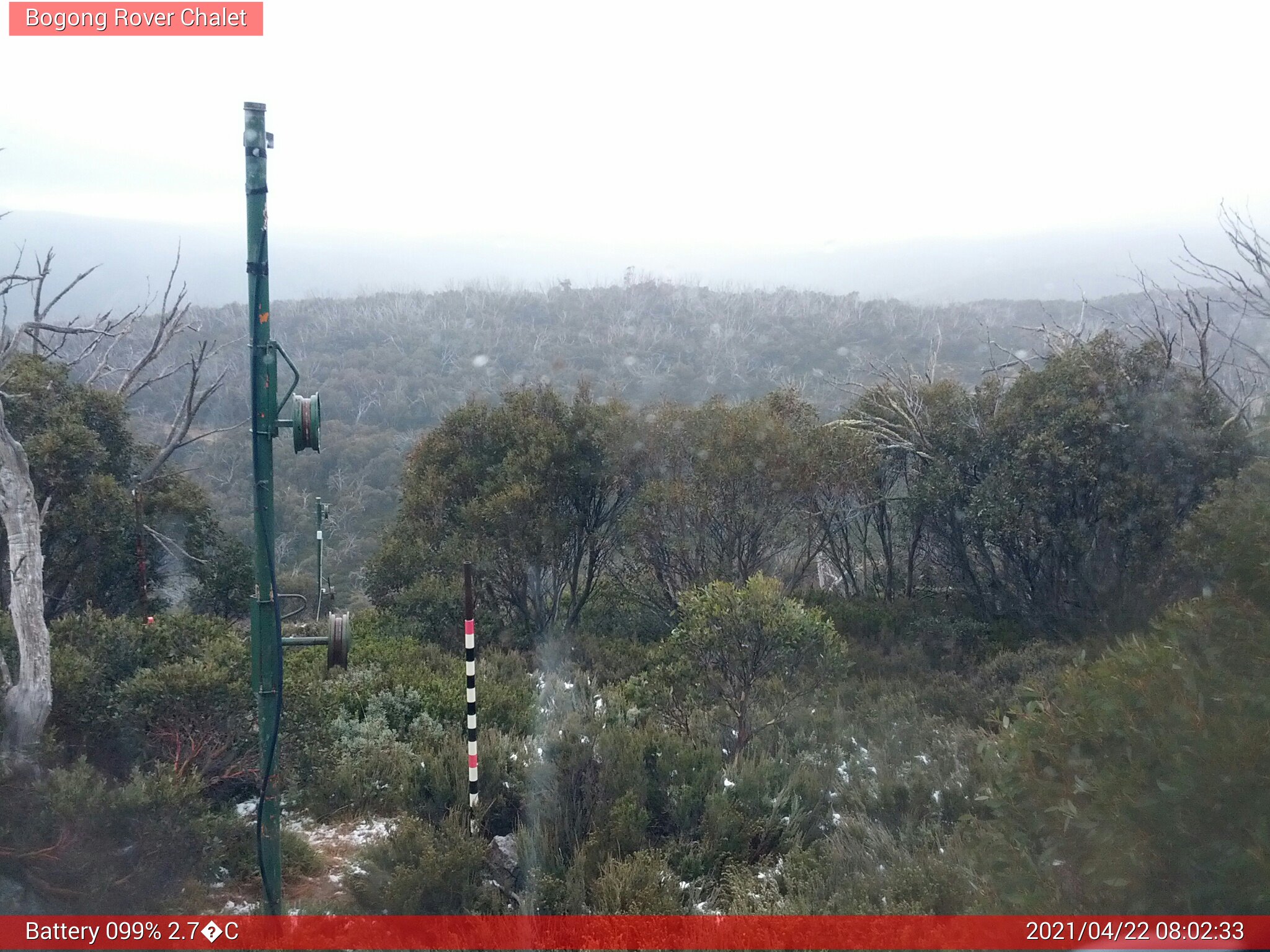 Bogong Web Cam 8:02am Thursday 22nd of April 2021