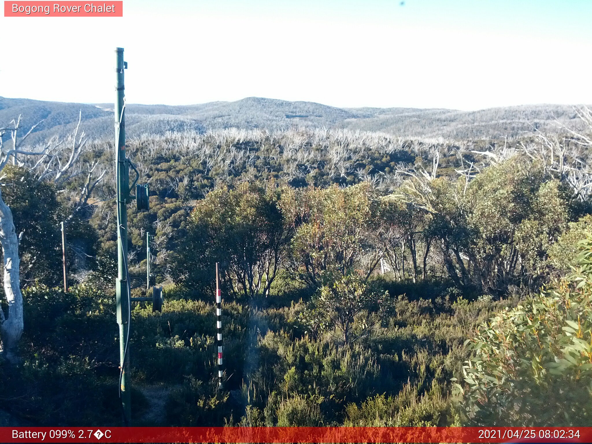 Bogong Web Cam 8:02am Sunday 25th of April 2021