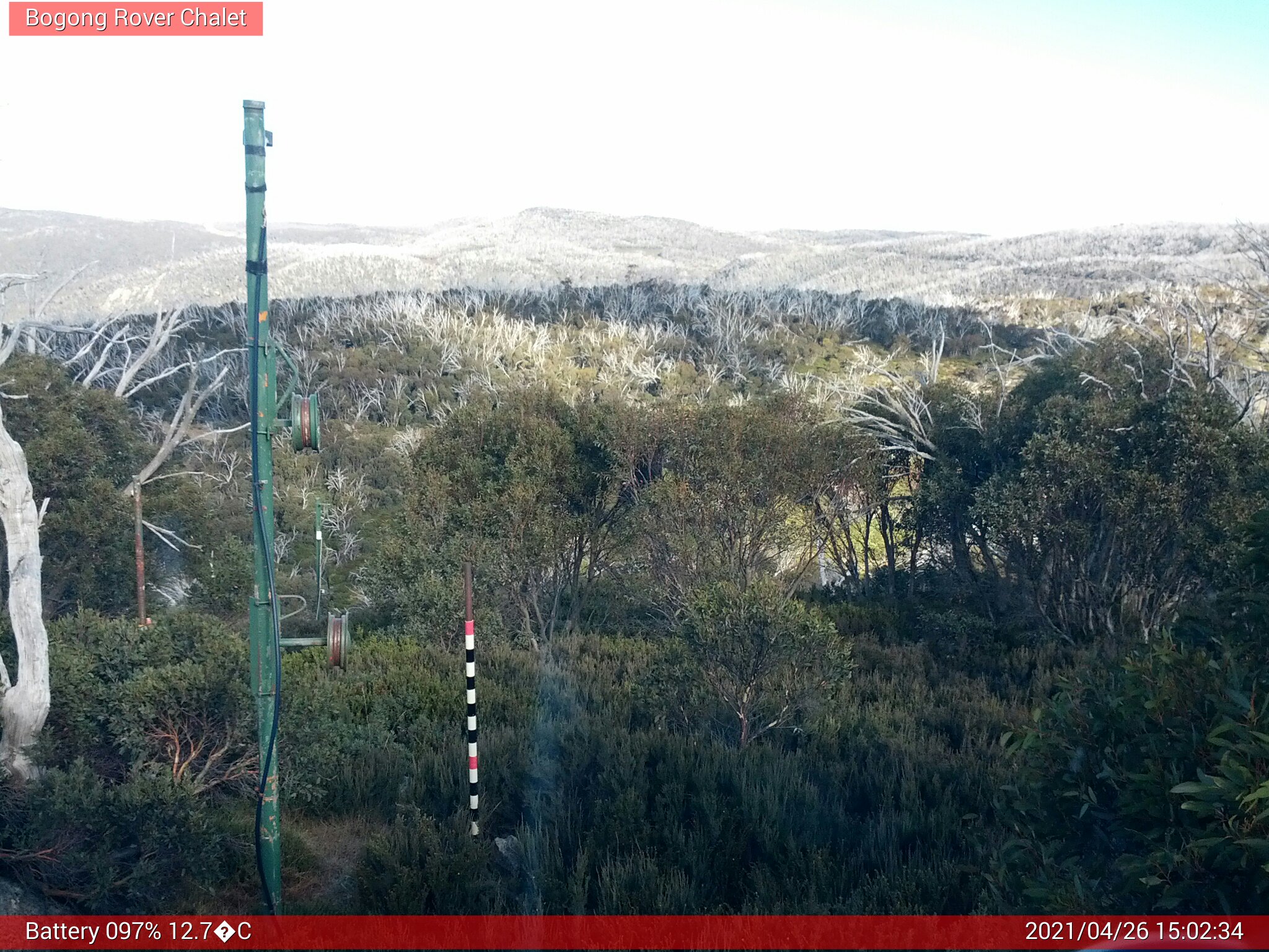 Bogong Web Cam 3:02pm Monday 26th of April 2021