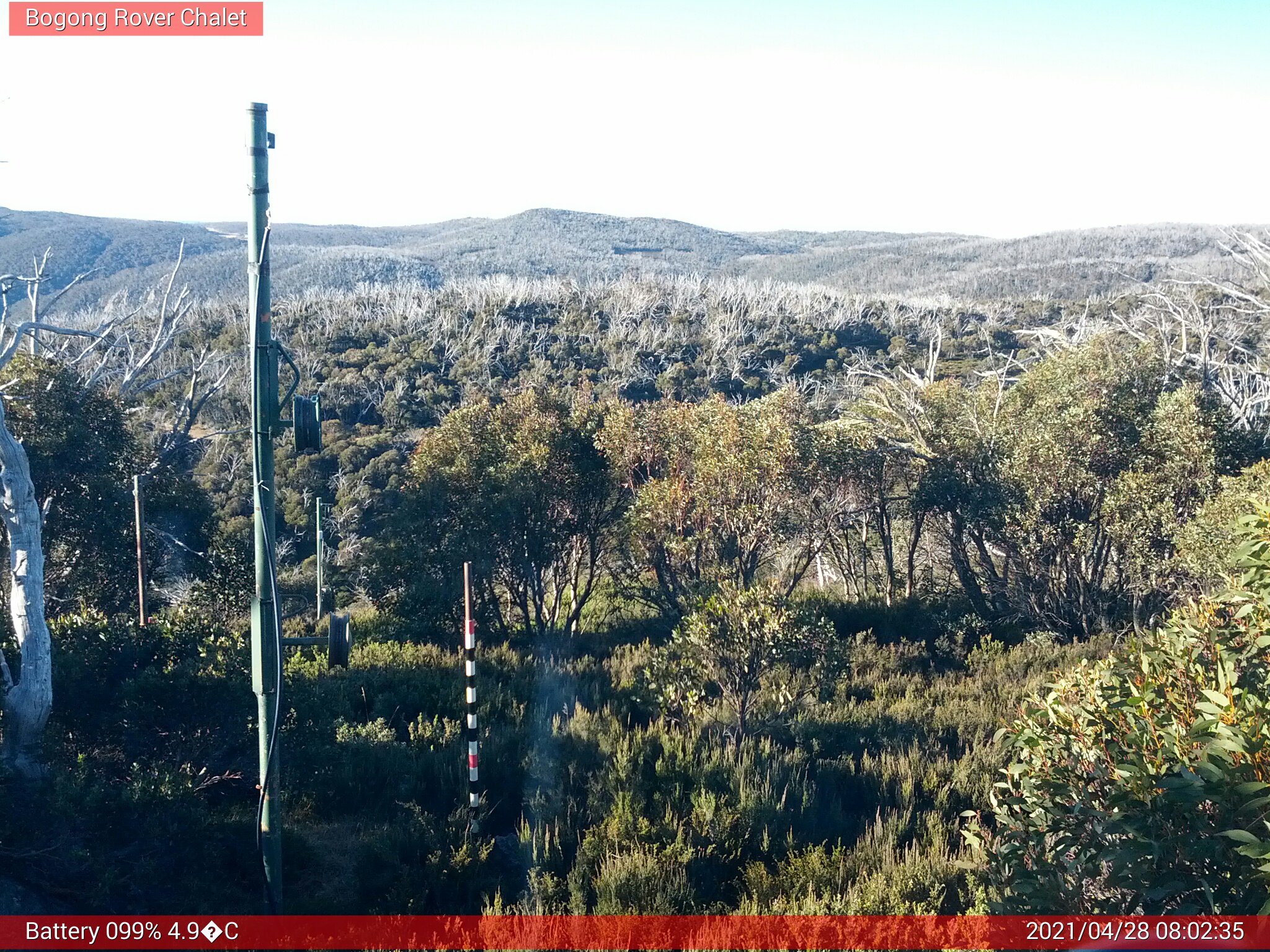 Bogong Web Cam 8:02am Wednesday 28th of April 2021