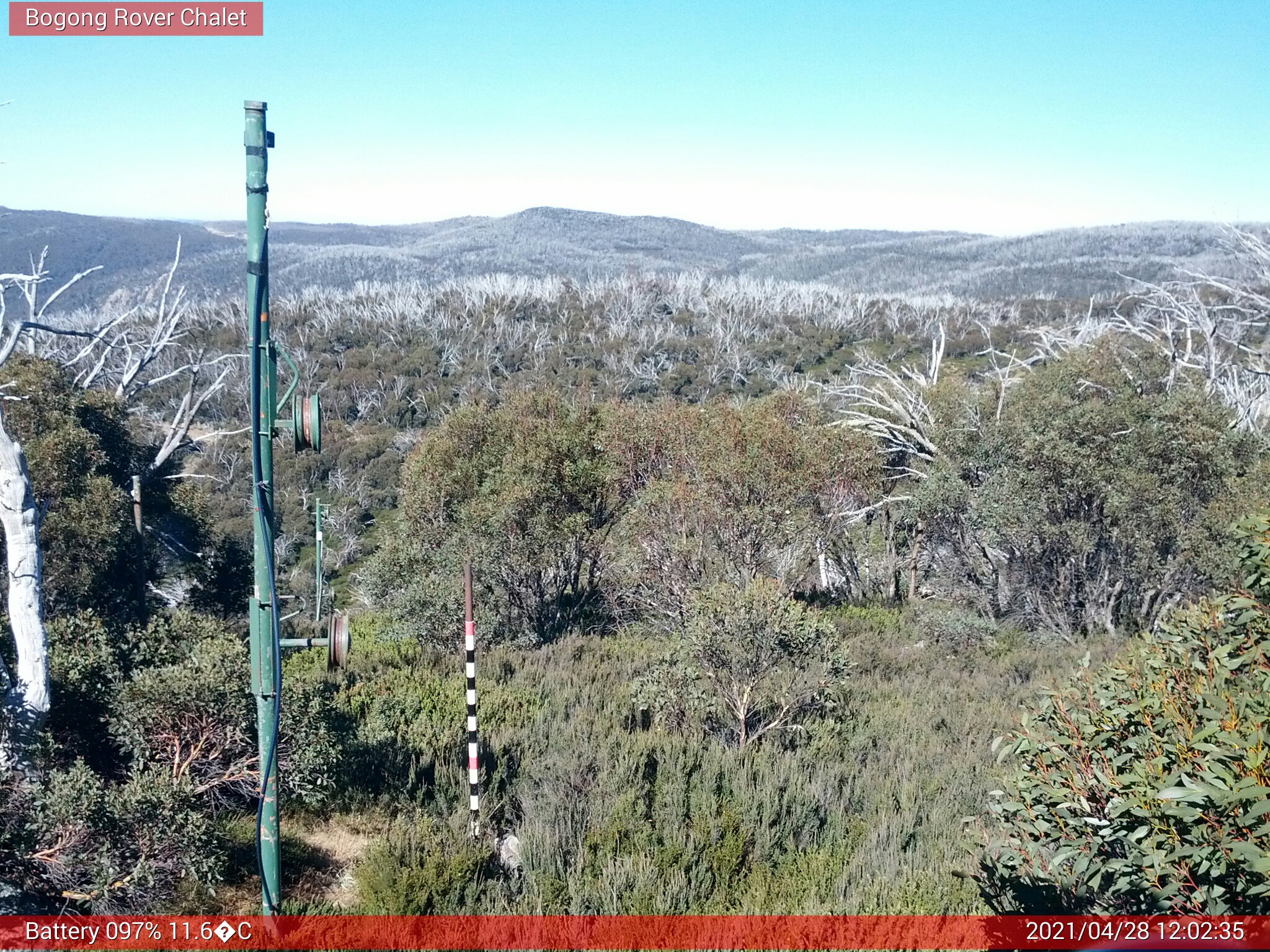 Bogong Web Cam 12:02pm Wednesday 28th of April 2021