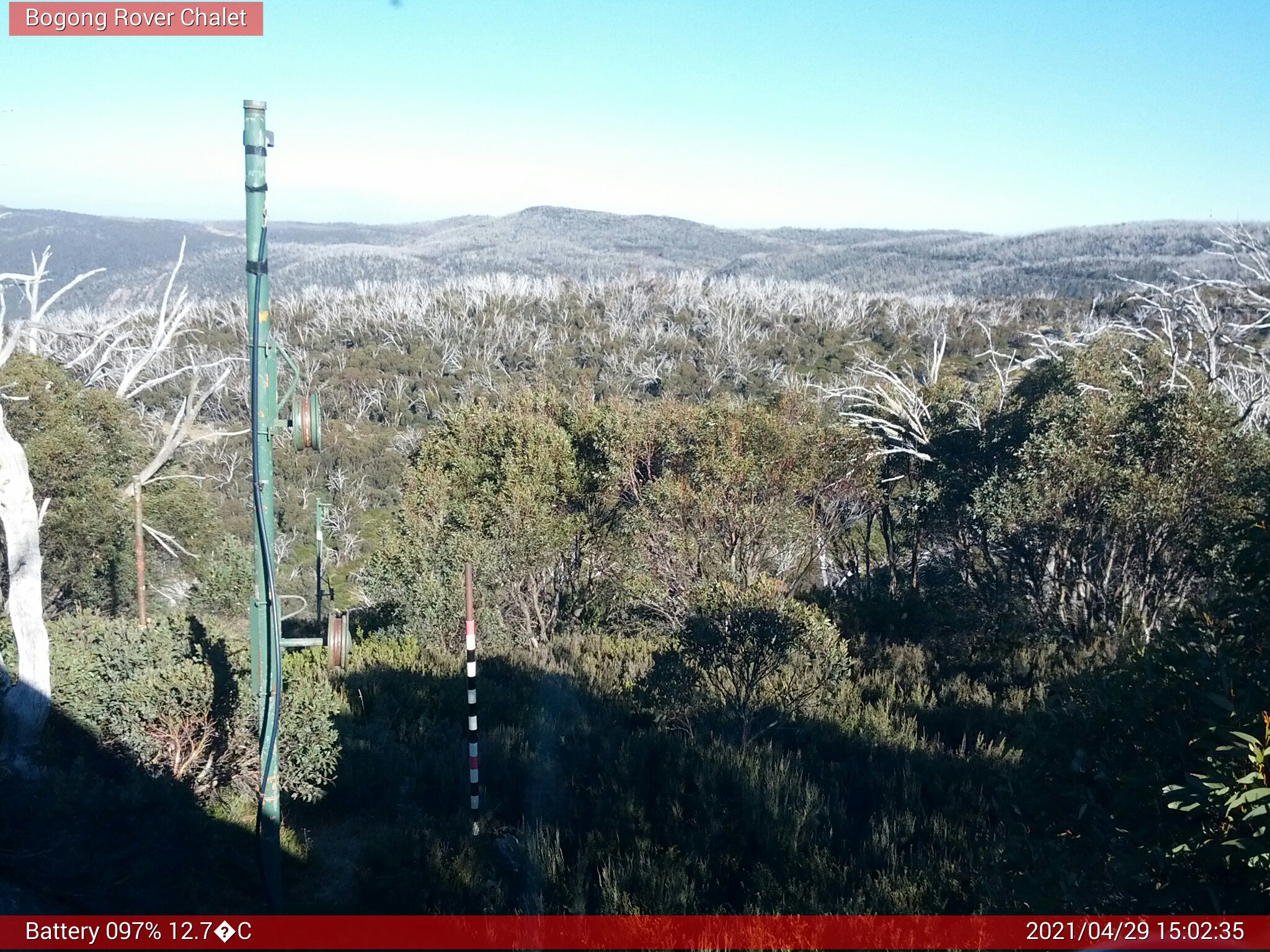 Bogong Web Cam 3:02pm Thursday 29th of April 2021