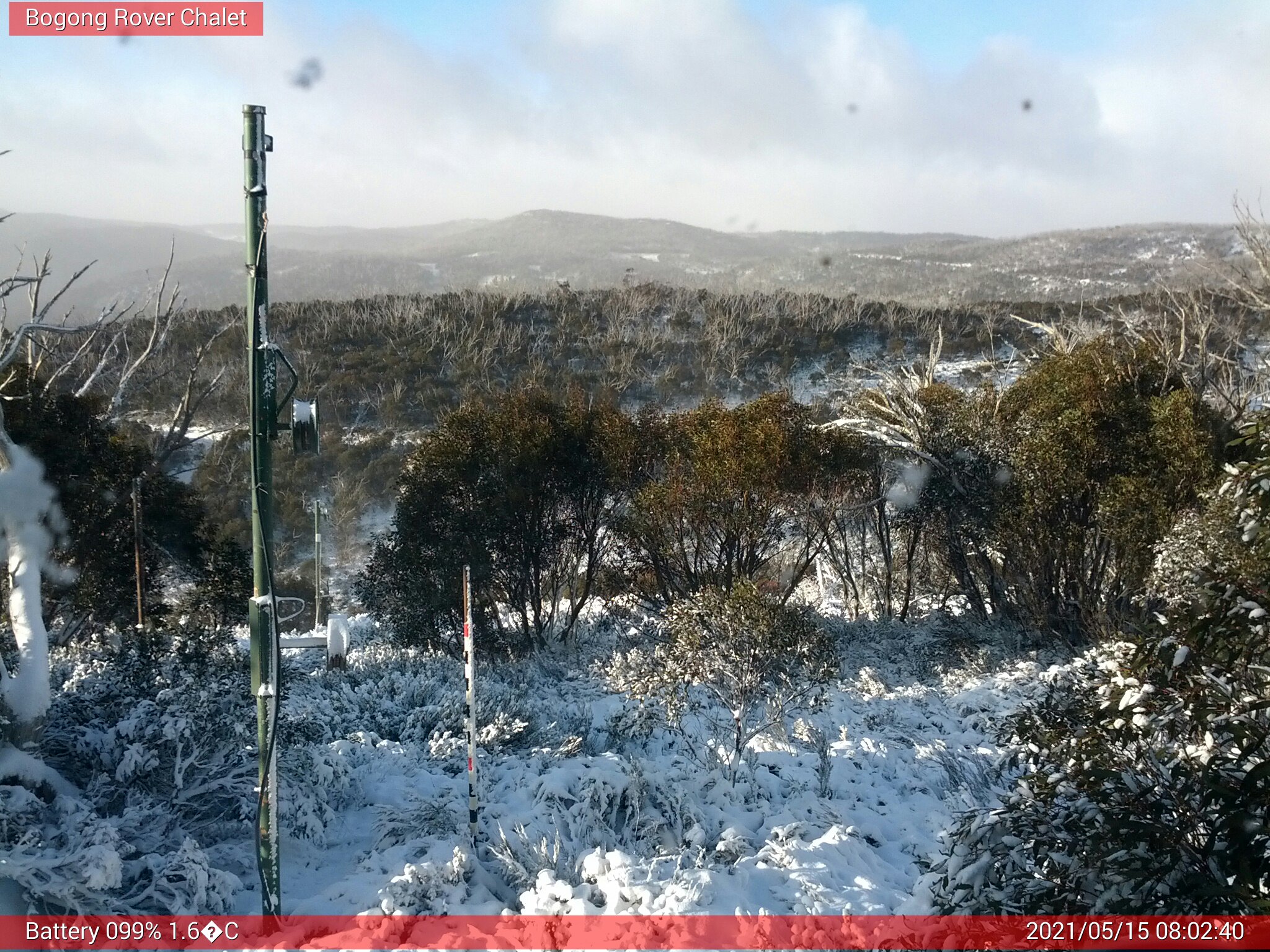 Bogong Web Cam 8:02am Saturday 15th of May 2021