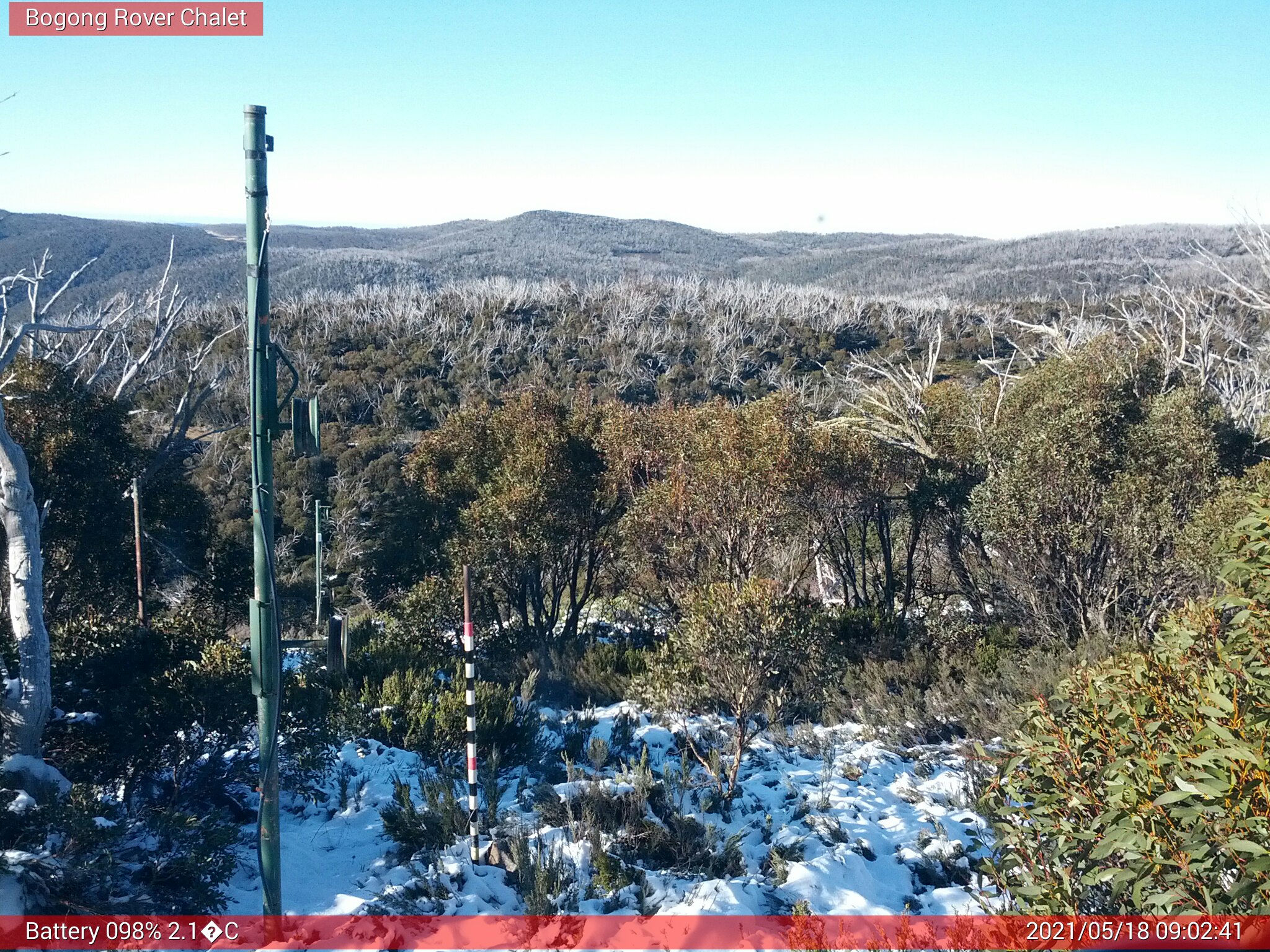 Bogong Web Cam 9:02am Tuesday 18th of May 2021