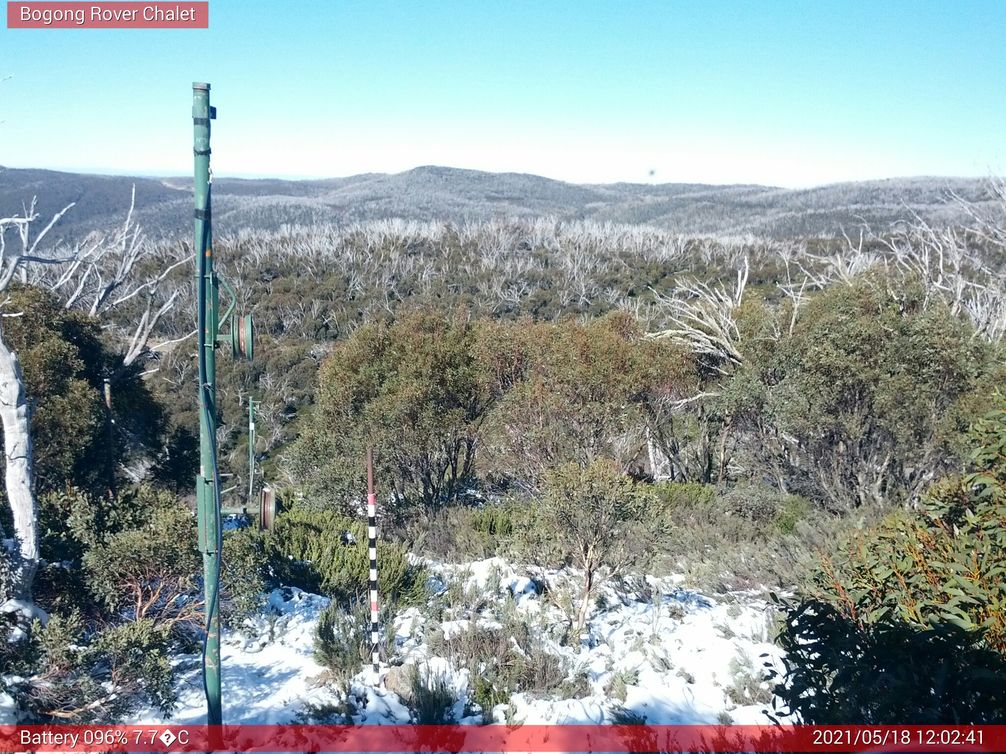 Bogong Web Cam 12:02pm Tuesday 18th of May 2021