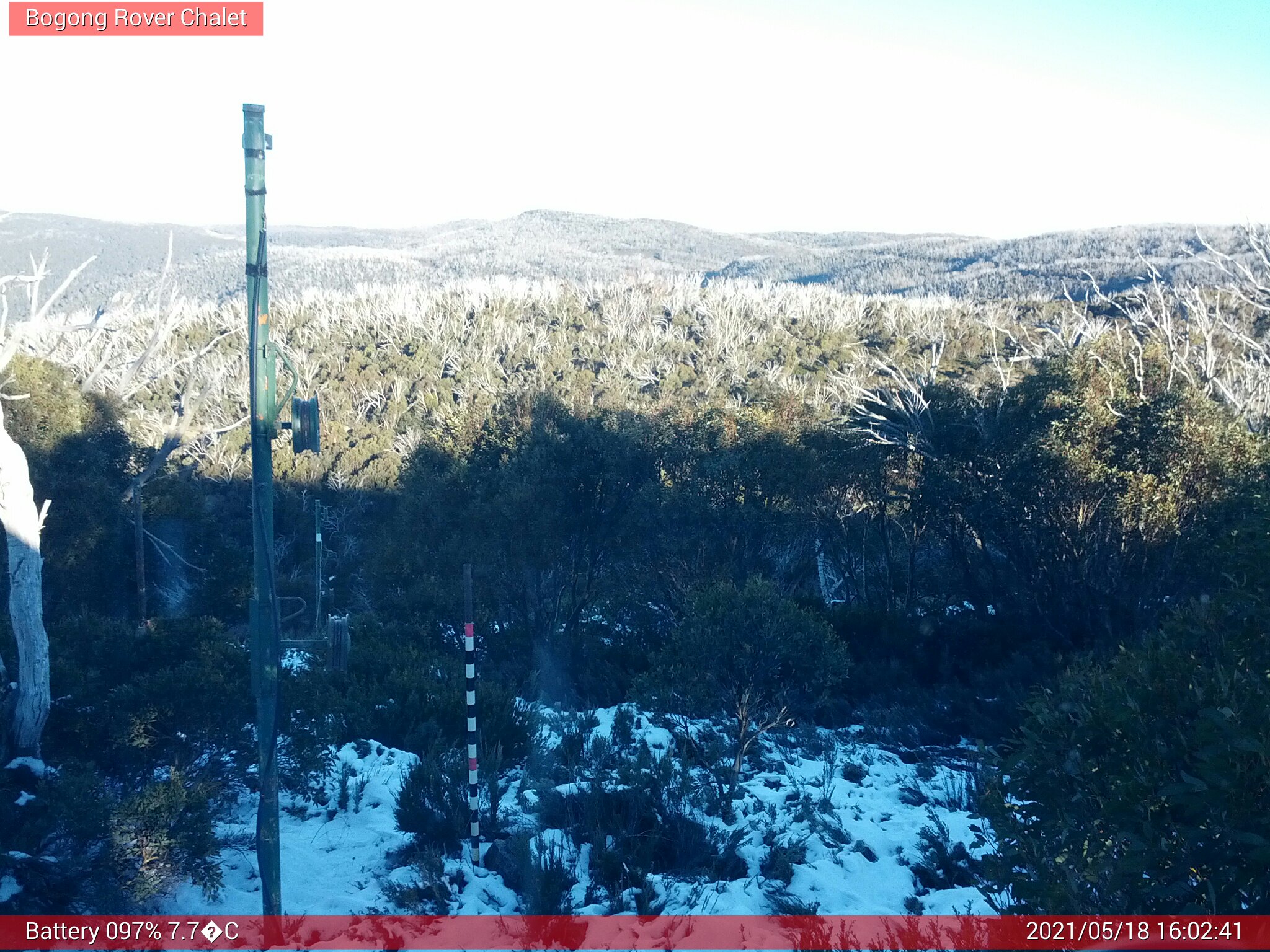 Bogong Web Cam 4:02pm Tuesday 18th of May 2021