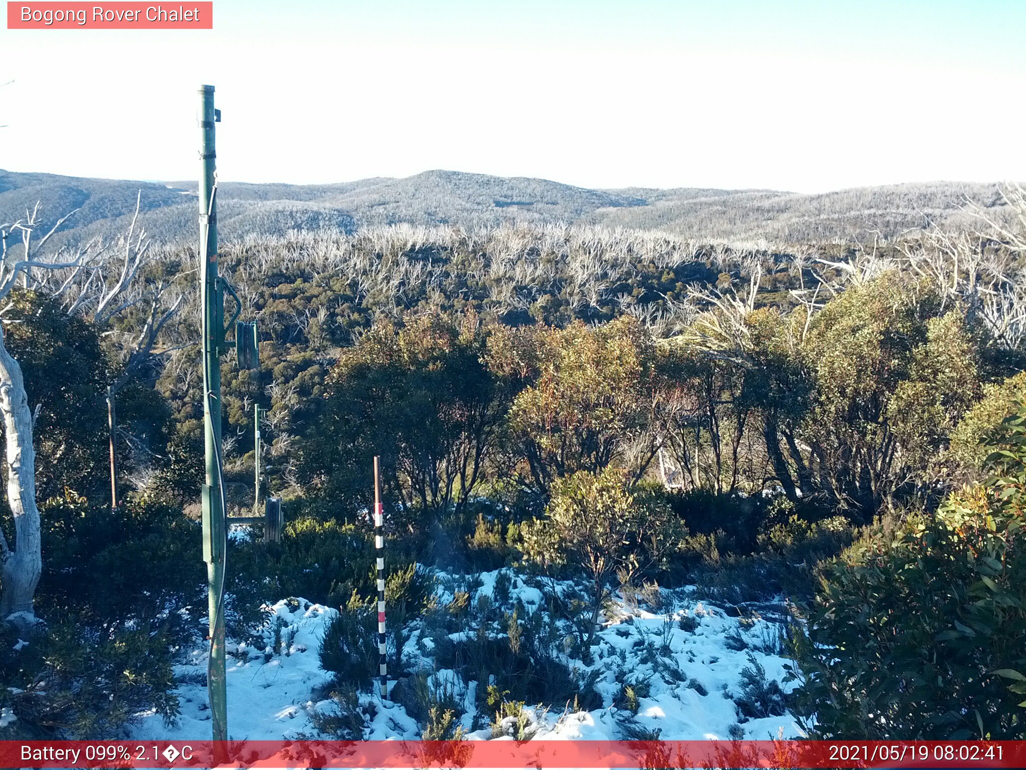 Bogong Web Cam 8:02am Wednesday 19th of May 2021