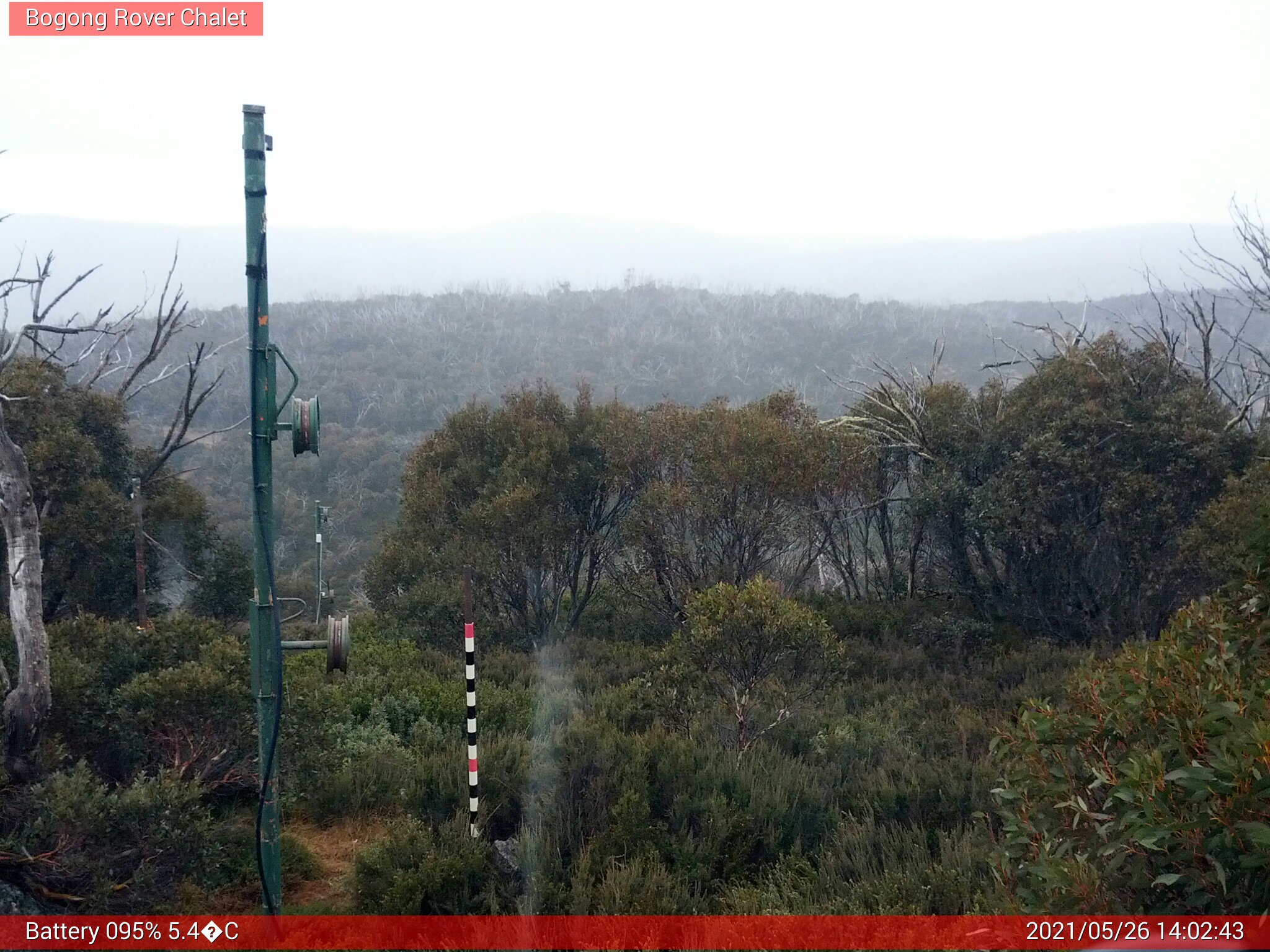 Bogong Web Cam 2:02pm Wednesday 26th of May 2021