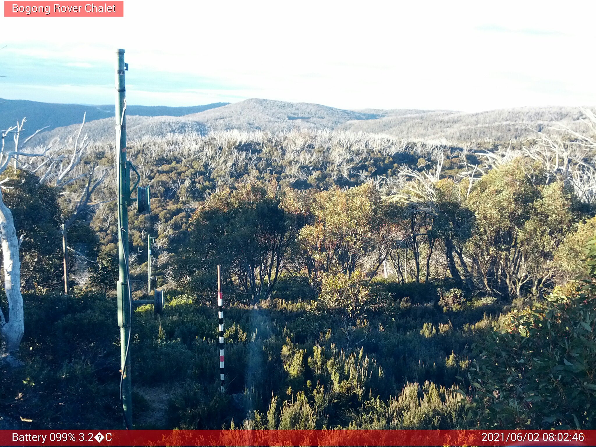 Bogong Web Cam 8:02am Wednesday 2nd of June 2021