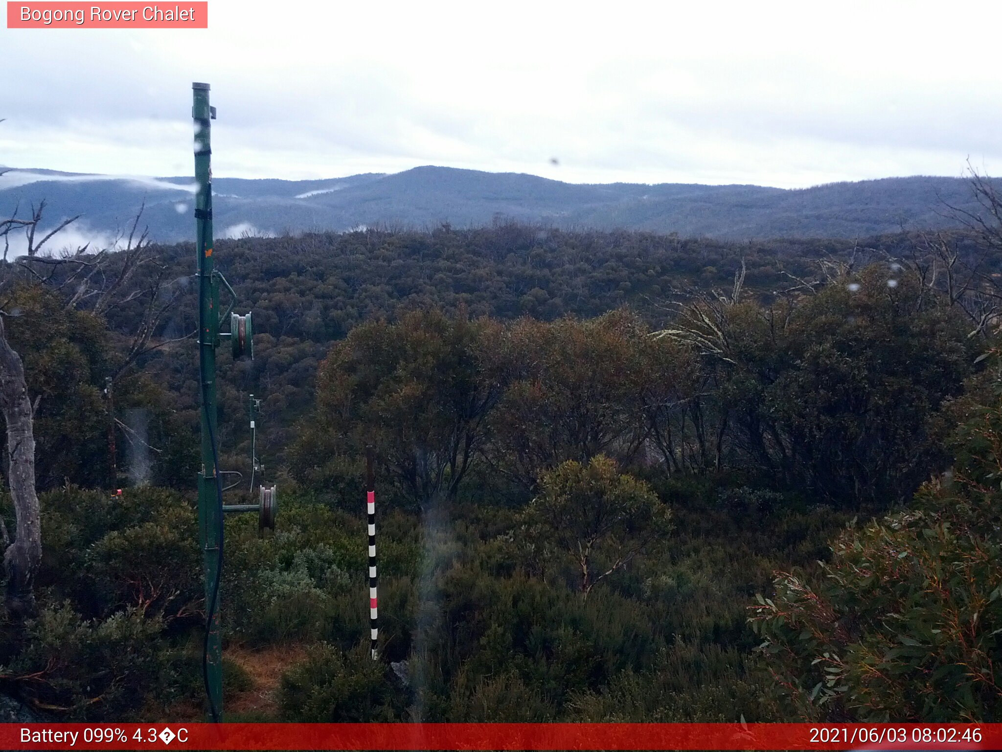 Bogong Web Cam 8:02am Thursday 3rd of June 2021