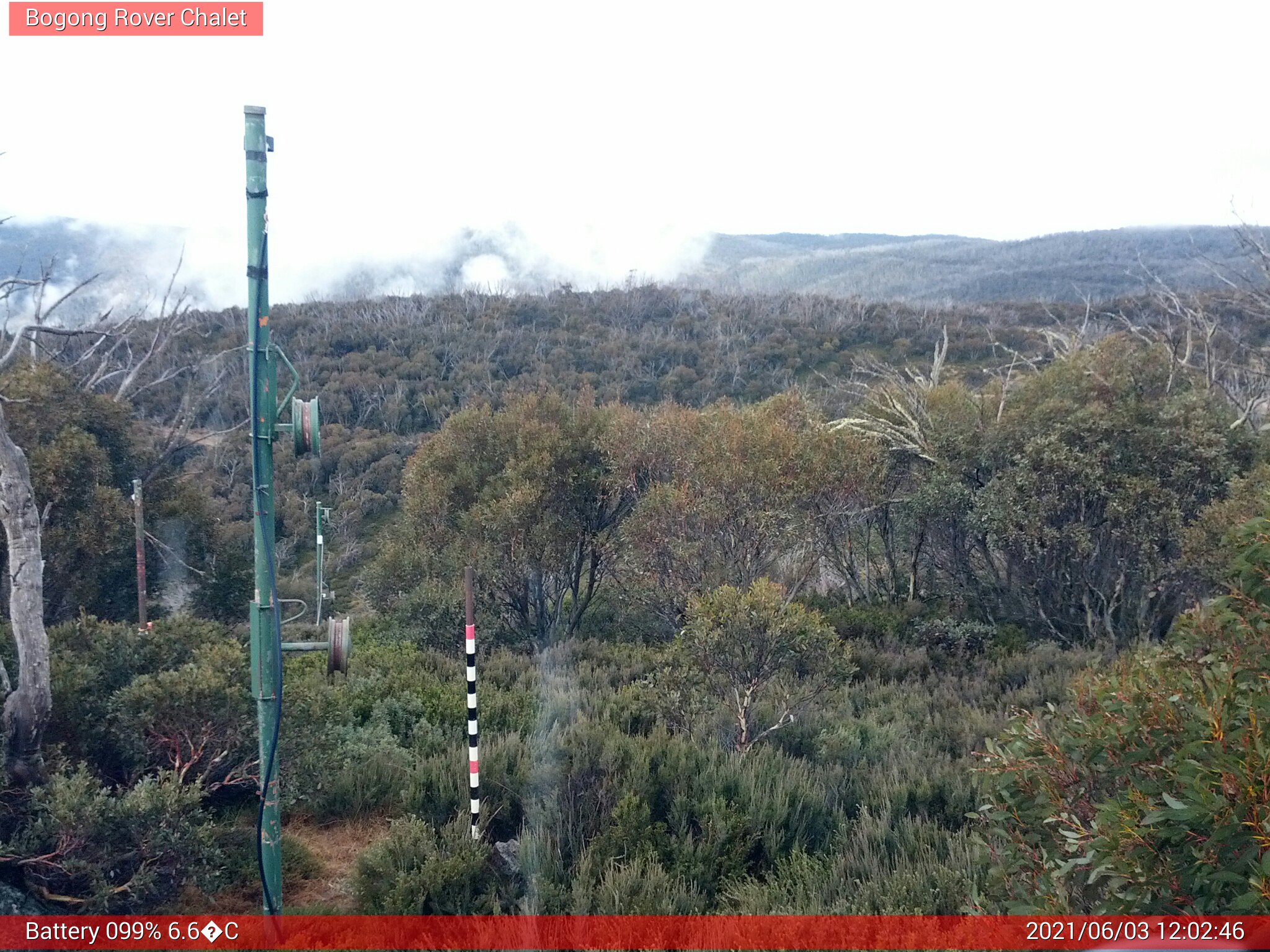 Bogong Web Cam 12:02pm Thursday 3rd of June 2021