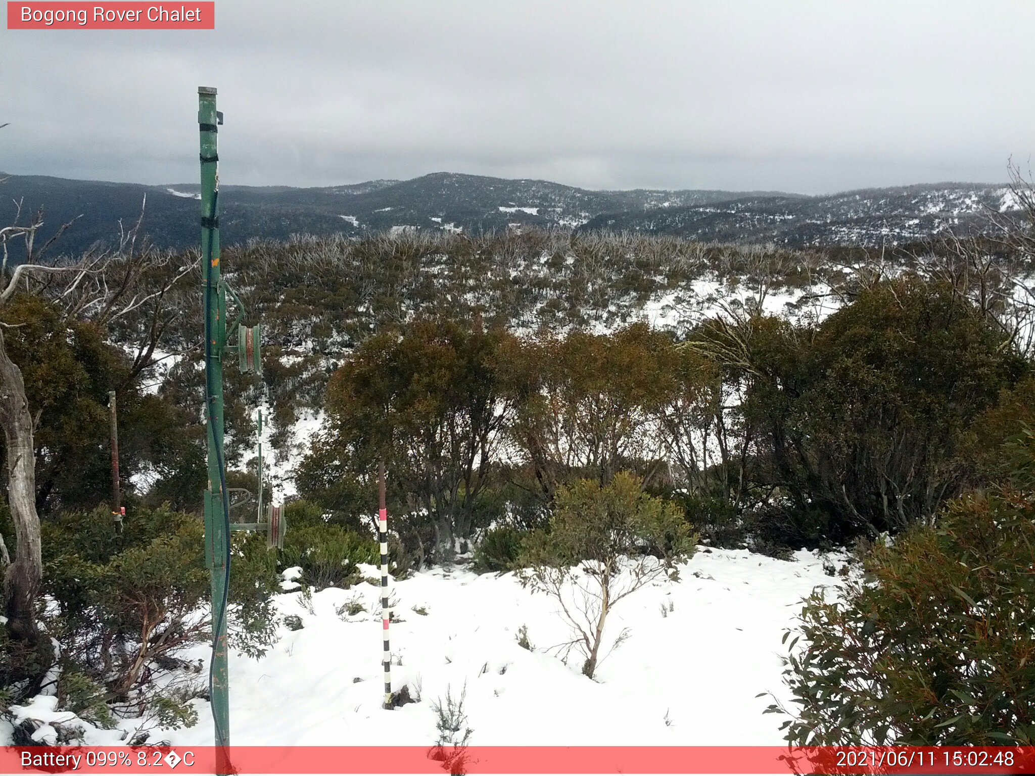 Bogong Web Cam 3:02pm Friday 11th of June 2021