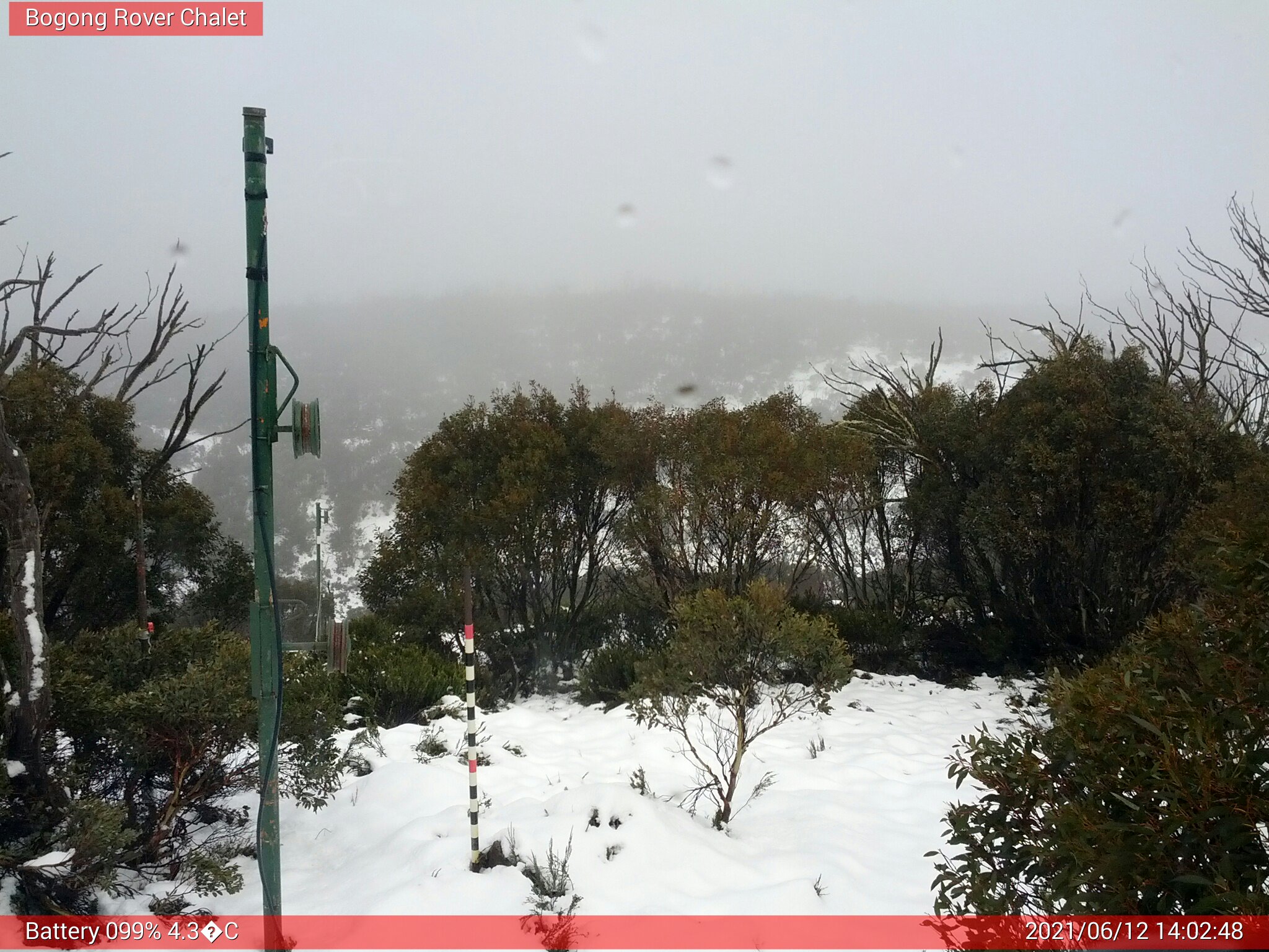 Bogong Web Cam 2:02pm Saturday 12th of June 2021