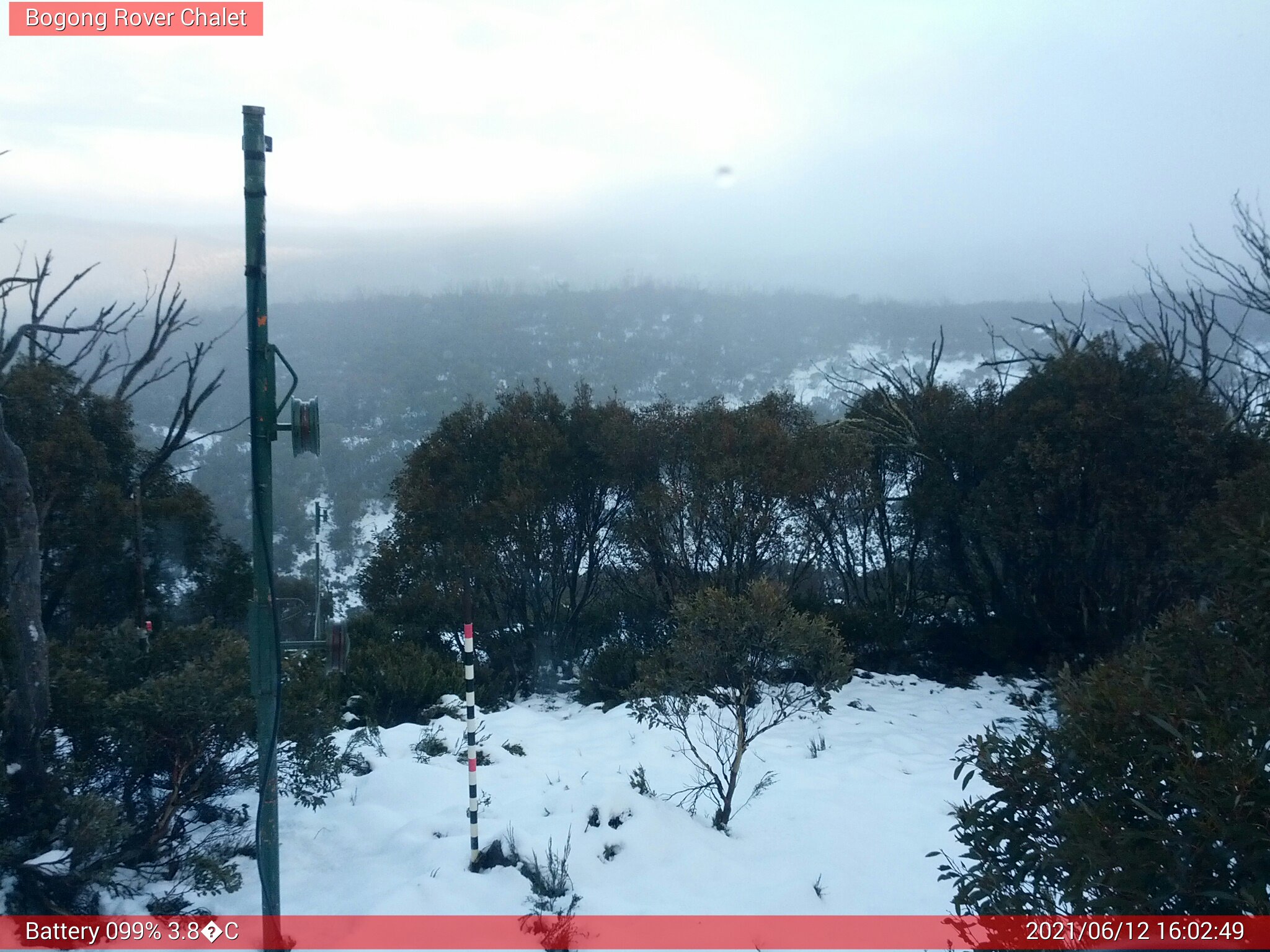 Bogong Web Cam 4:02pm Saturday 12th of June 2021