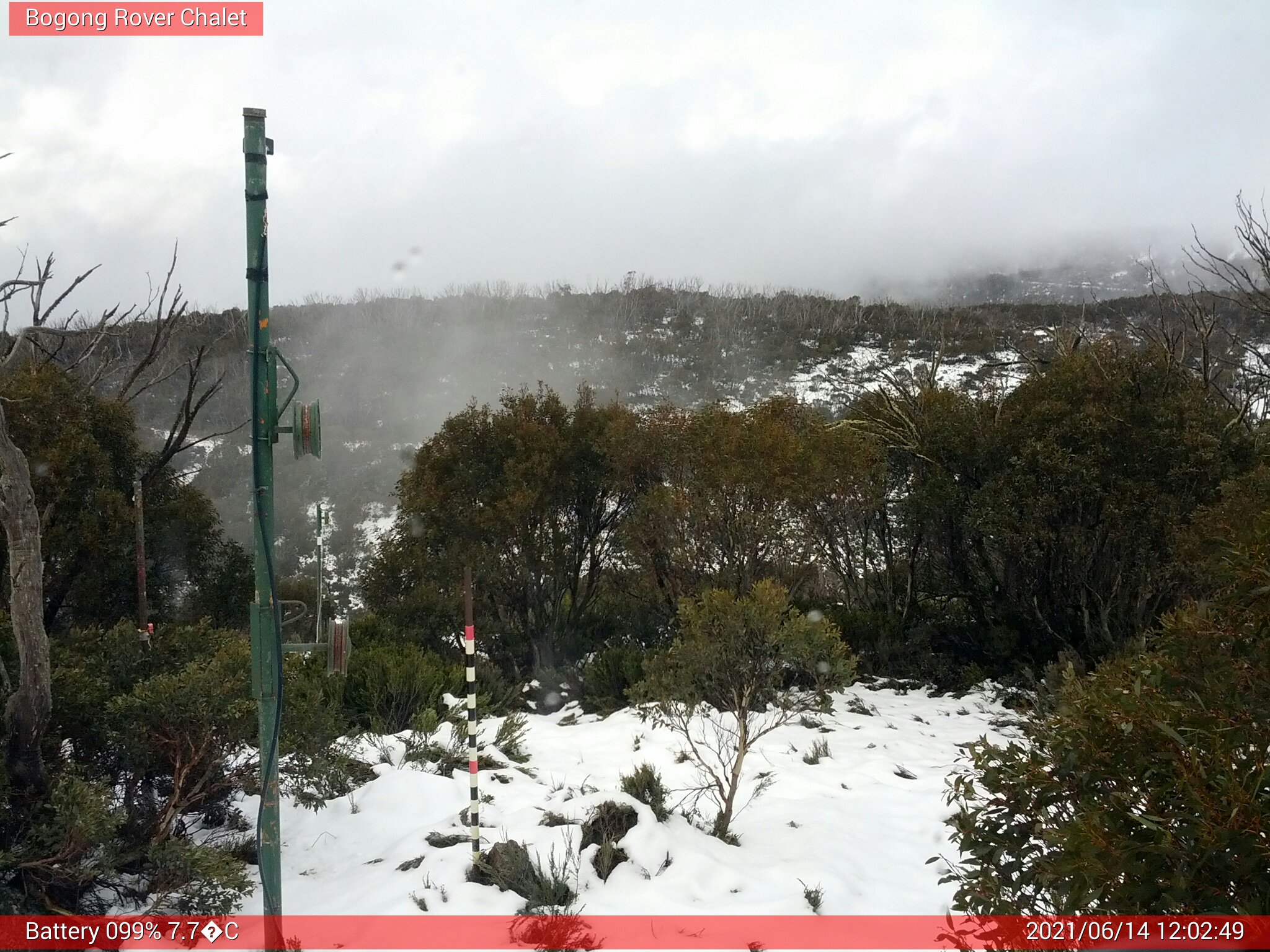 Bogong Web Cam 12:02pm Monday 14th of June 2021