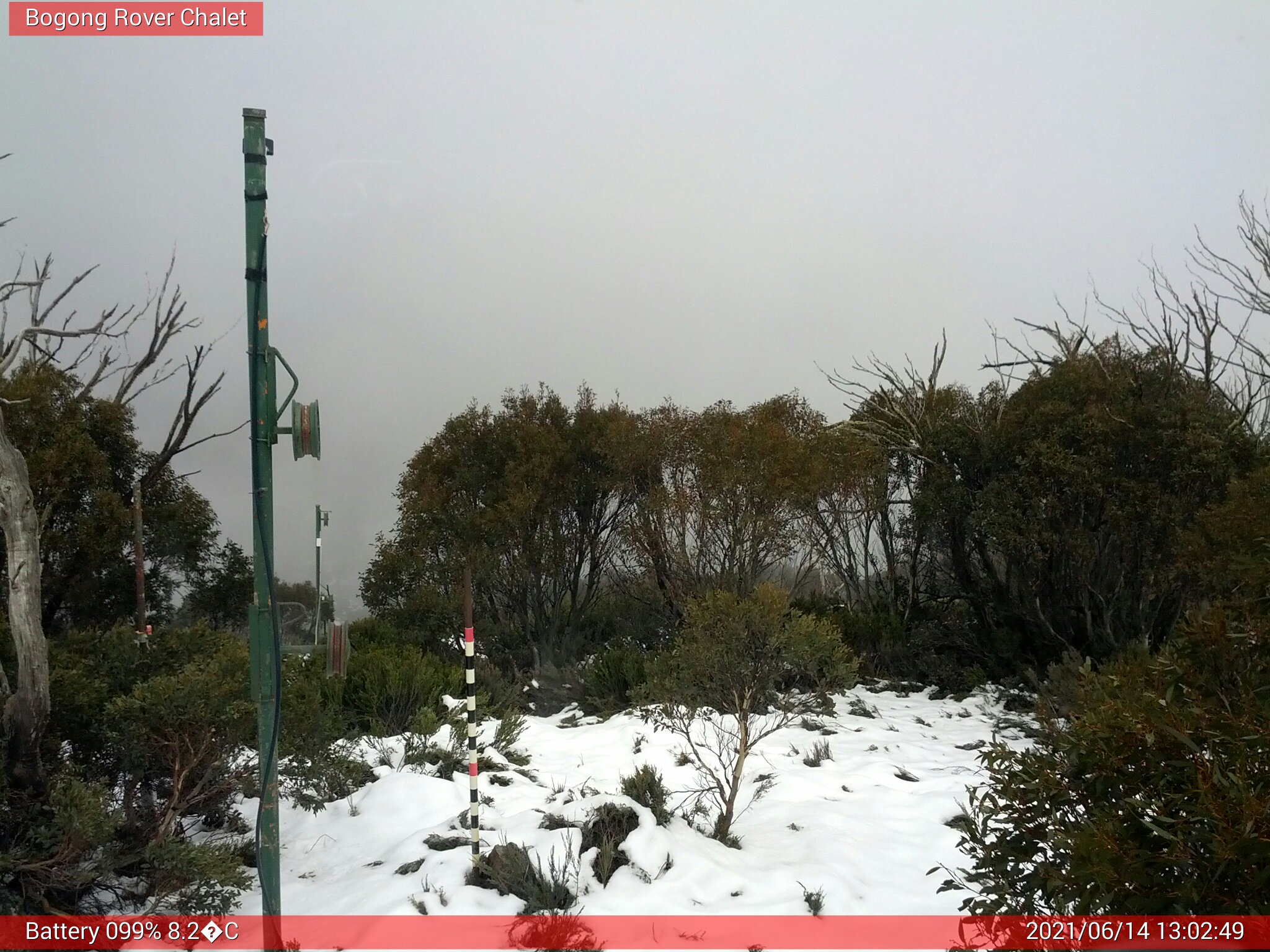 Bogong Web Cam 1:02pm Monday 14th of June 2021