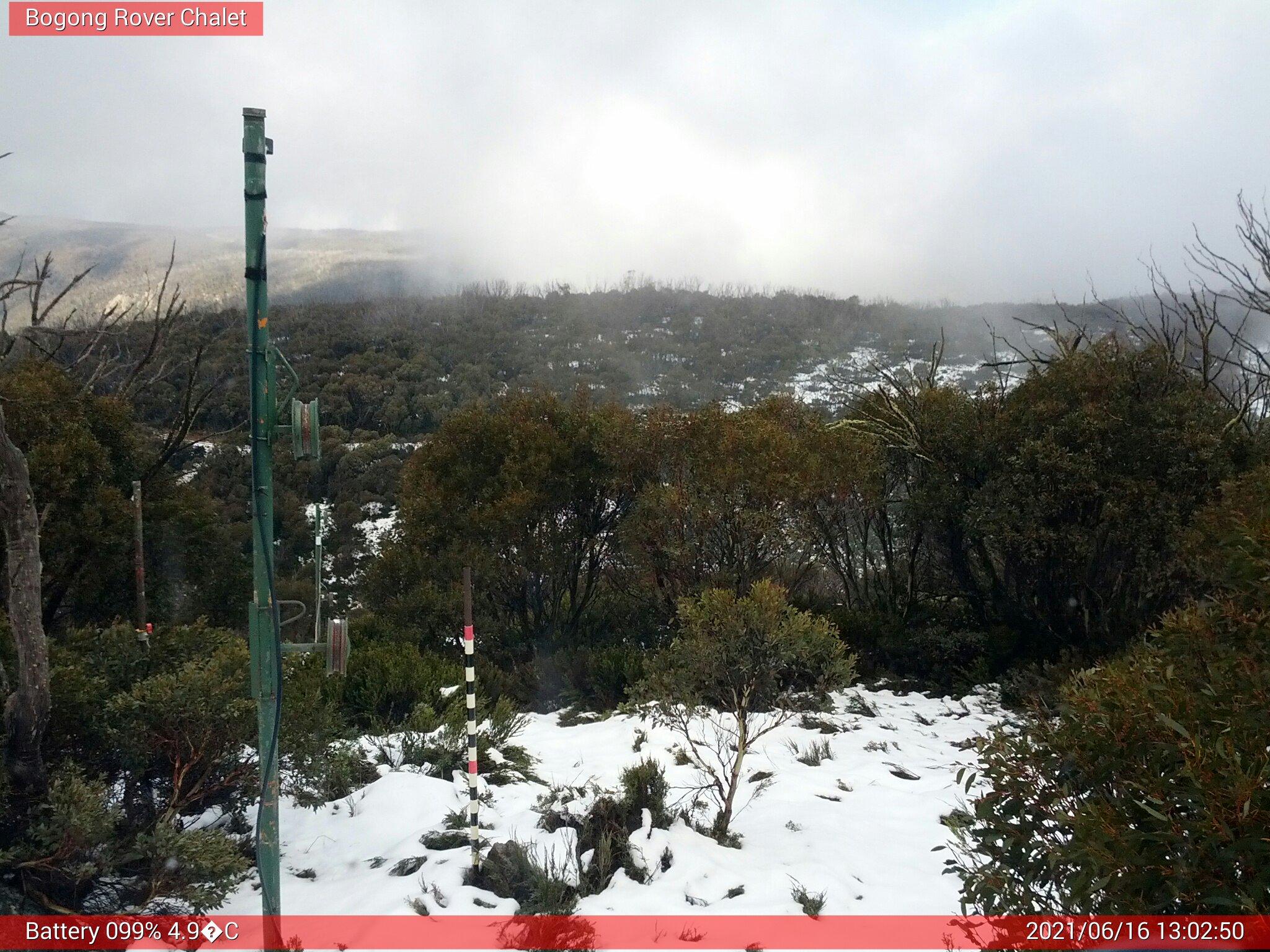 Bogong Web Cam 1:02pm Wednesday 16th of June 2021