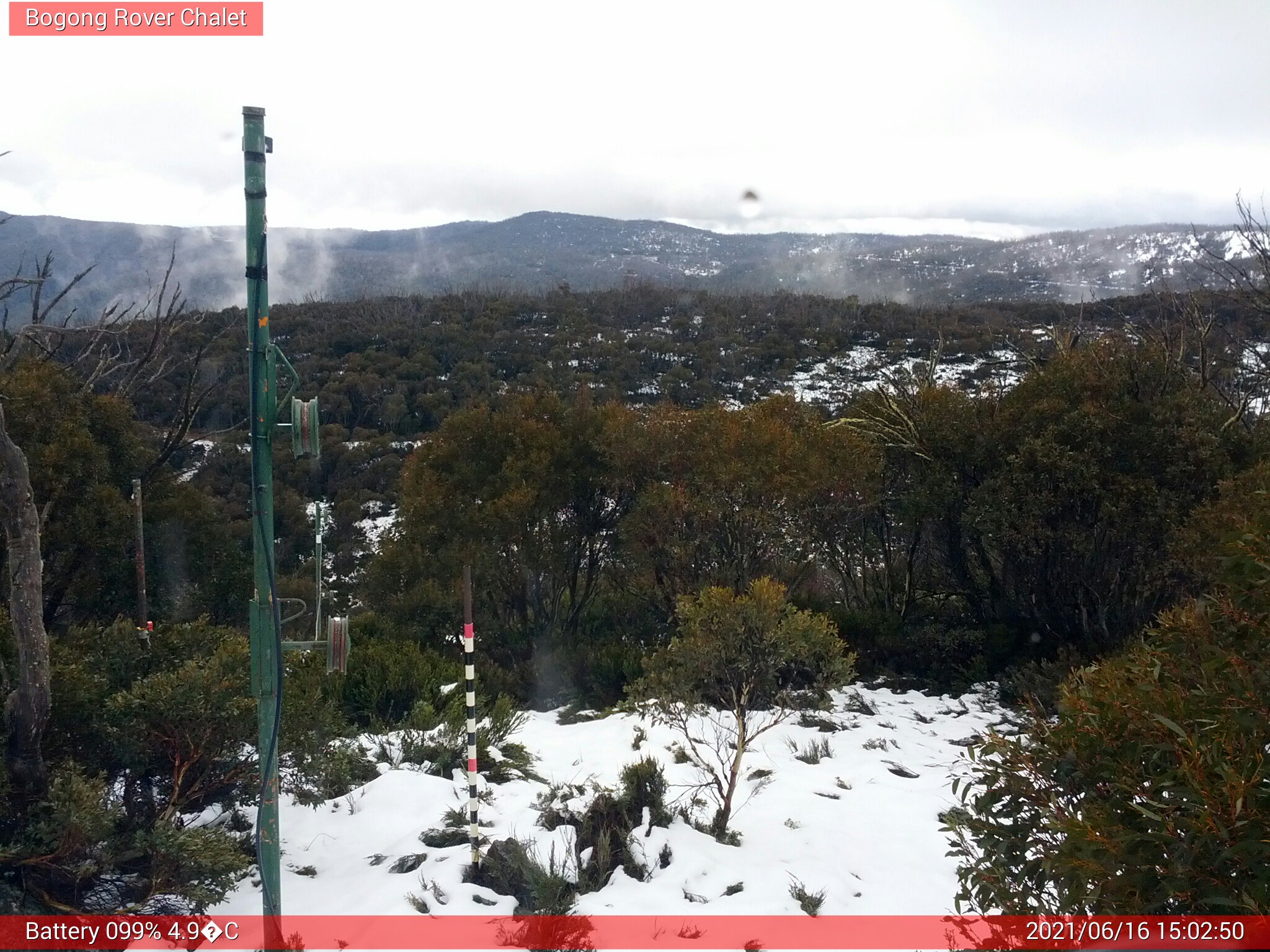 Bogong Web Cam 3:02pm Wednesday 16th of June 2021