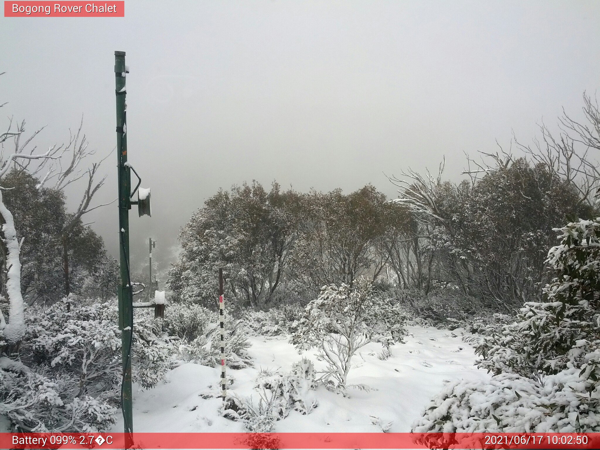 Bogong Web Cam 10:02am Thursday 17th of June 2021