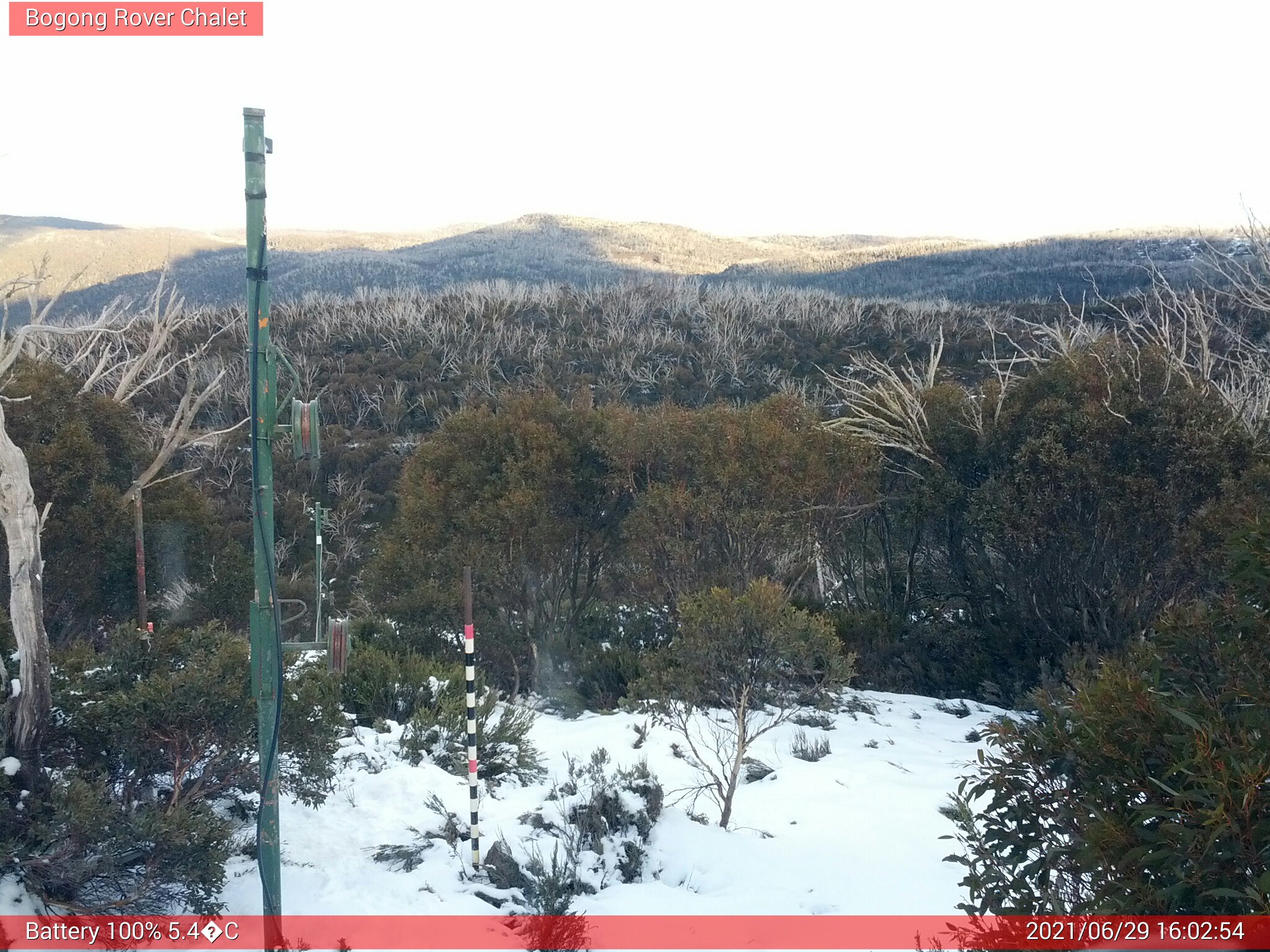 Bogong Web Cam 4:02pm Tuesday 29th of June 2021