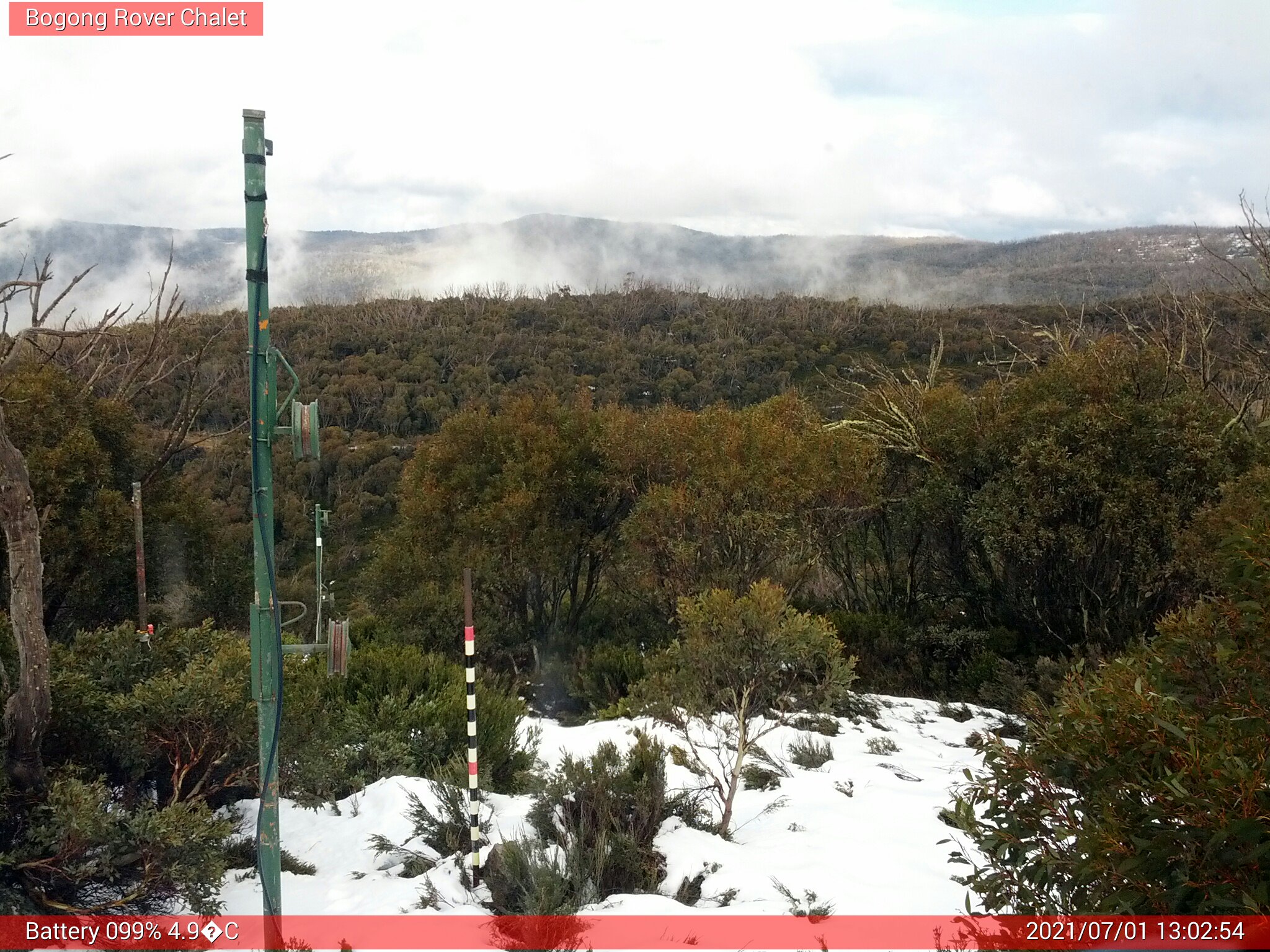 Bogong Web Cam 1:02pm Thursday 1st of July 2021