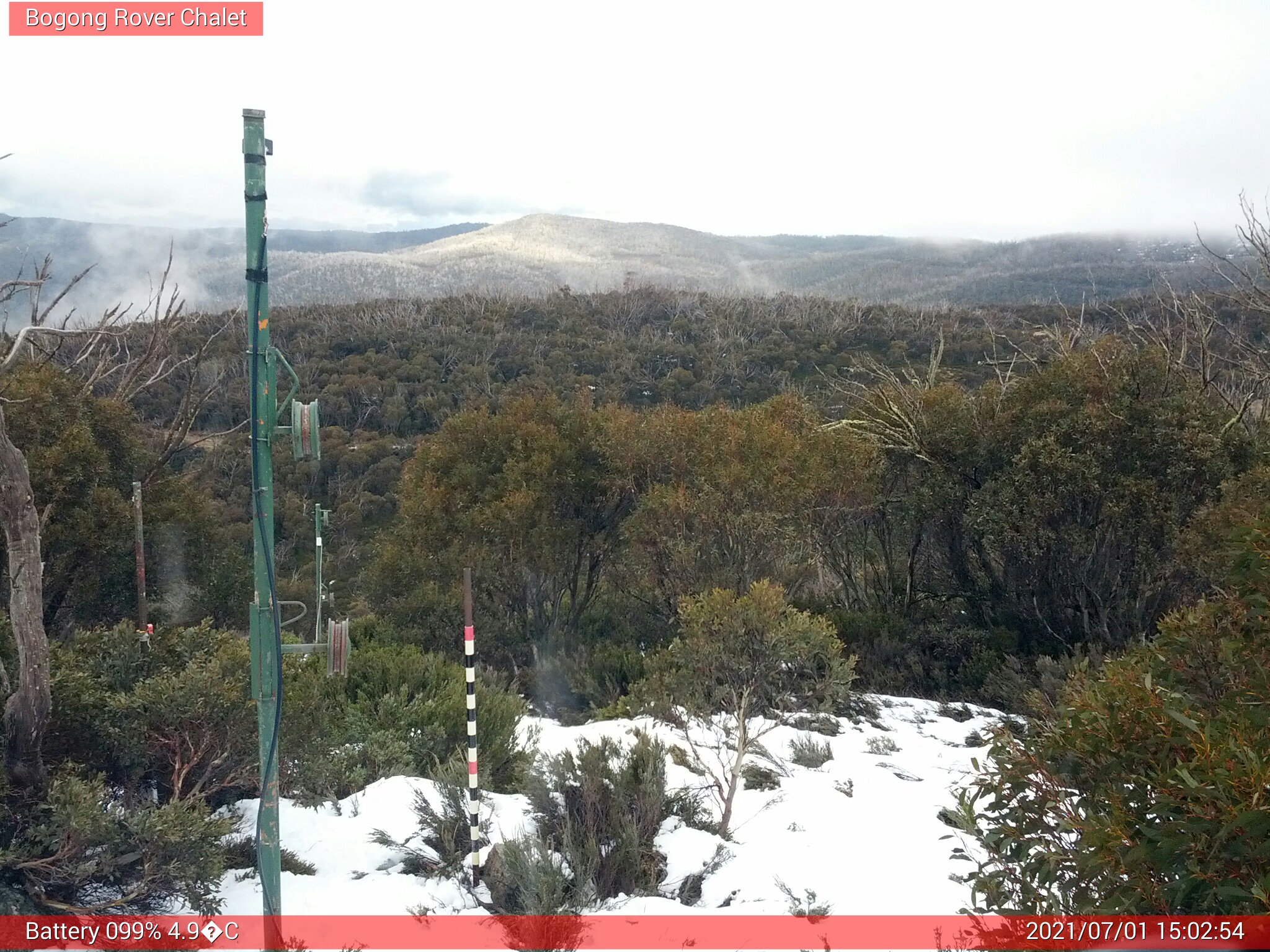 Bogong Web Cam 3:02pm Thursday 1st of July 2021