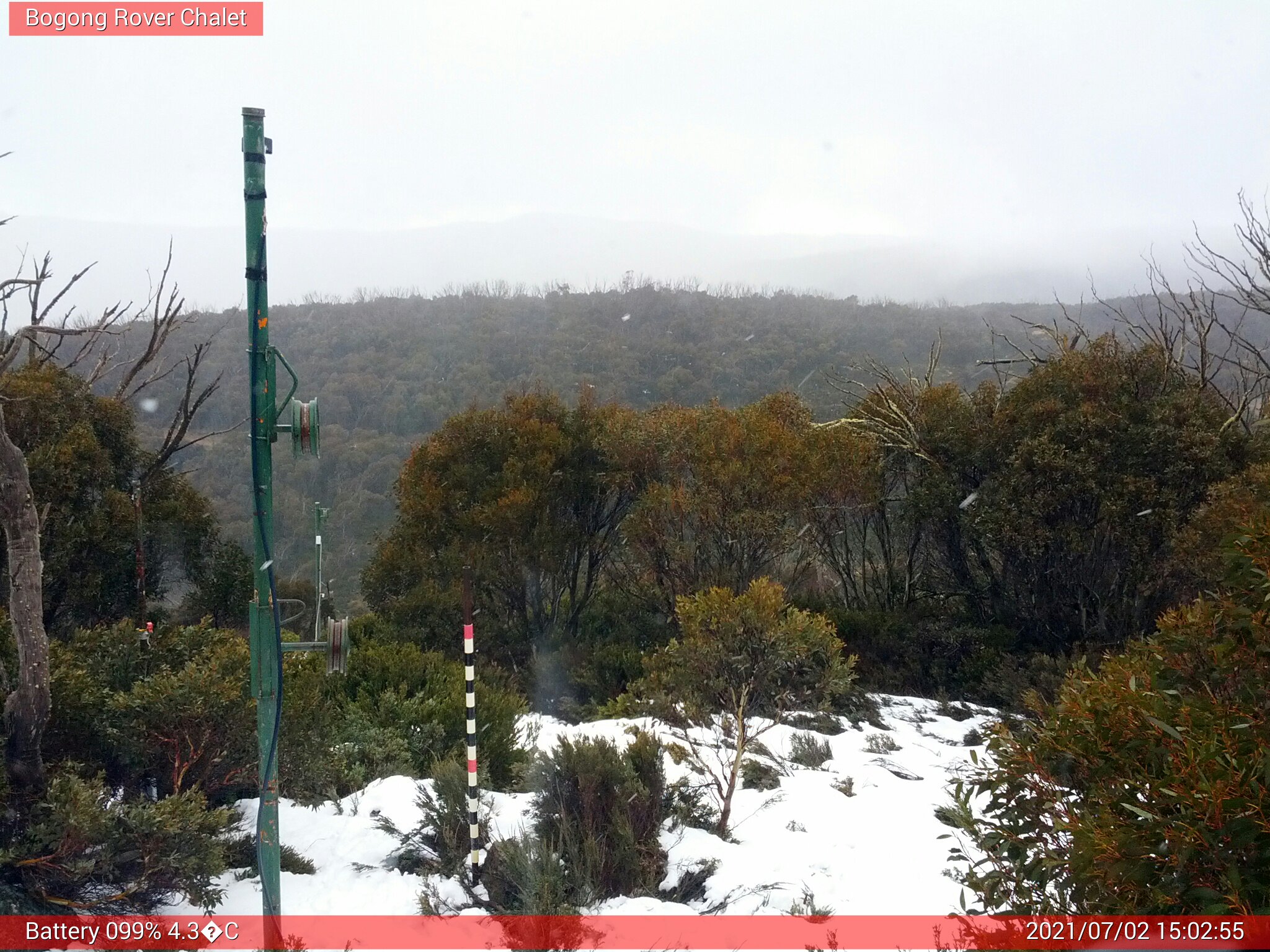 Bogong Web Cam 3:02pm Friday 2nd of July 2021