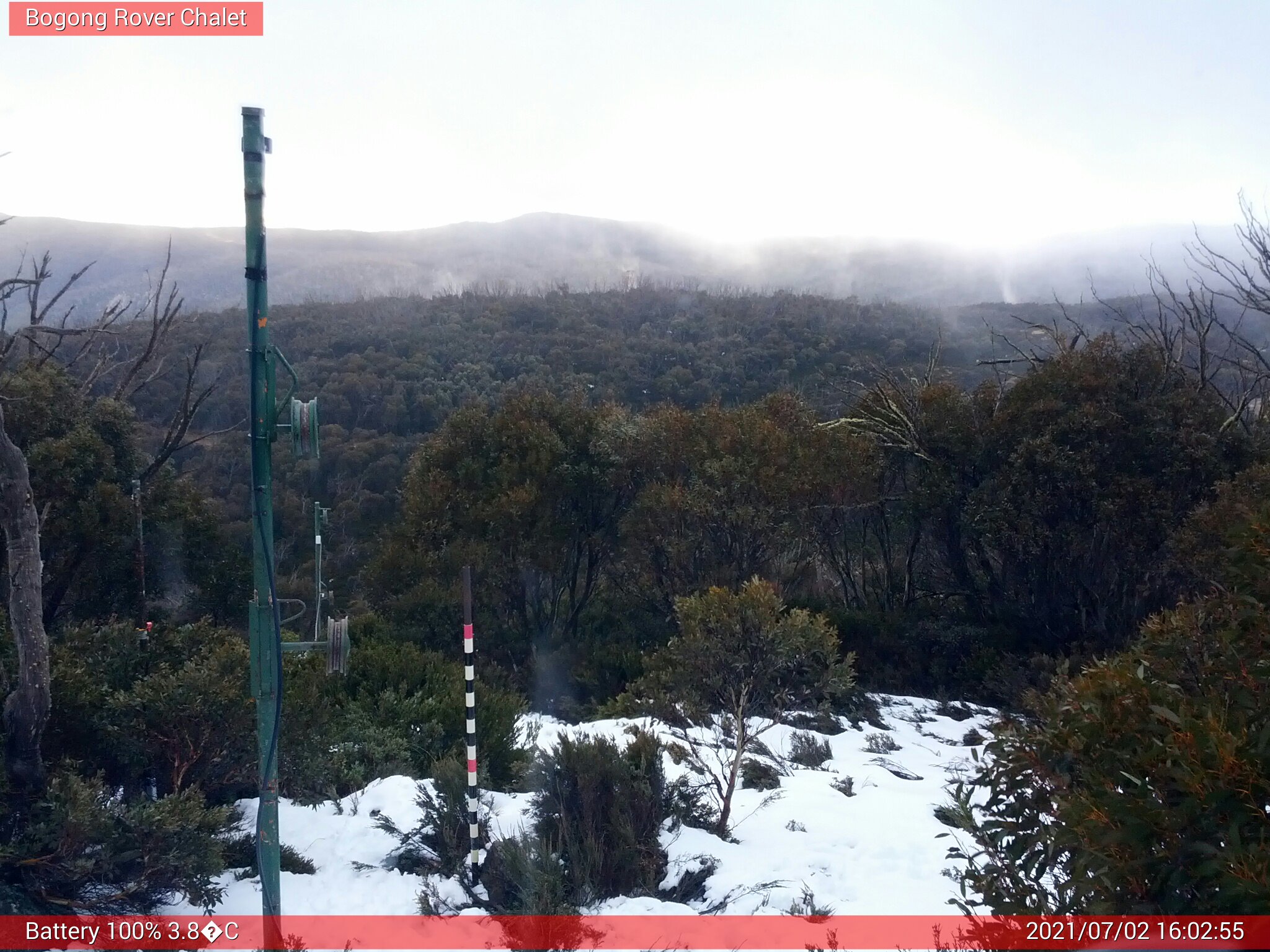 Bogong Web Cam 4:02pm Friday 2nd of July 2021