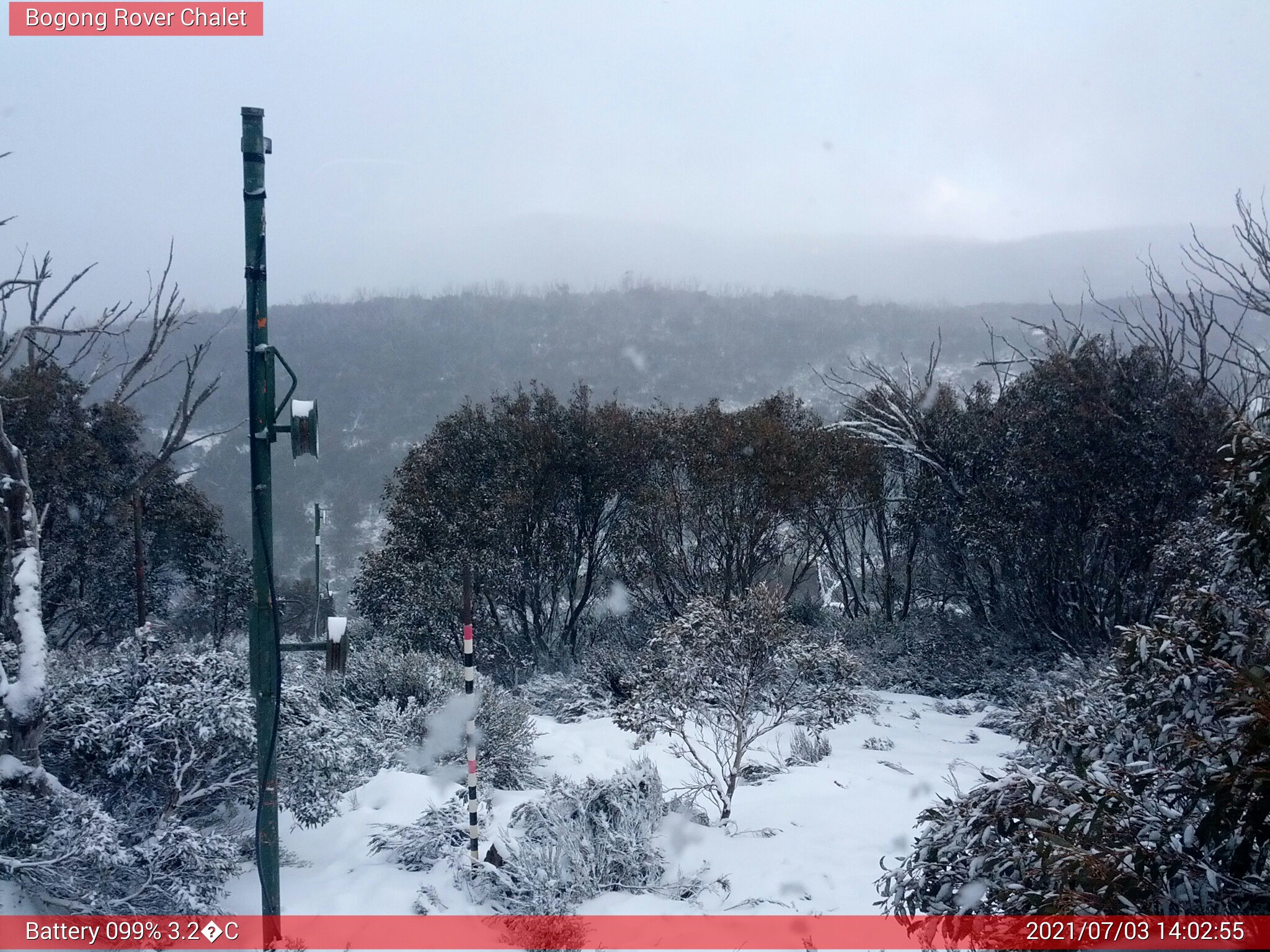 Bogong Web Cam 2:02pm Saturday 3rd of July 2021