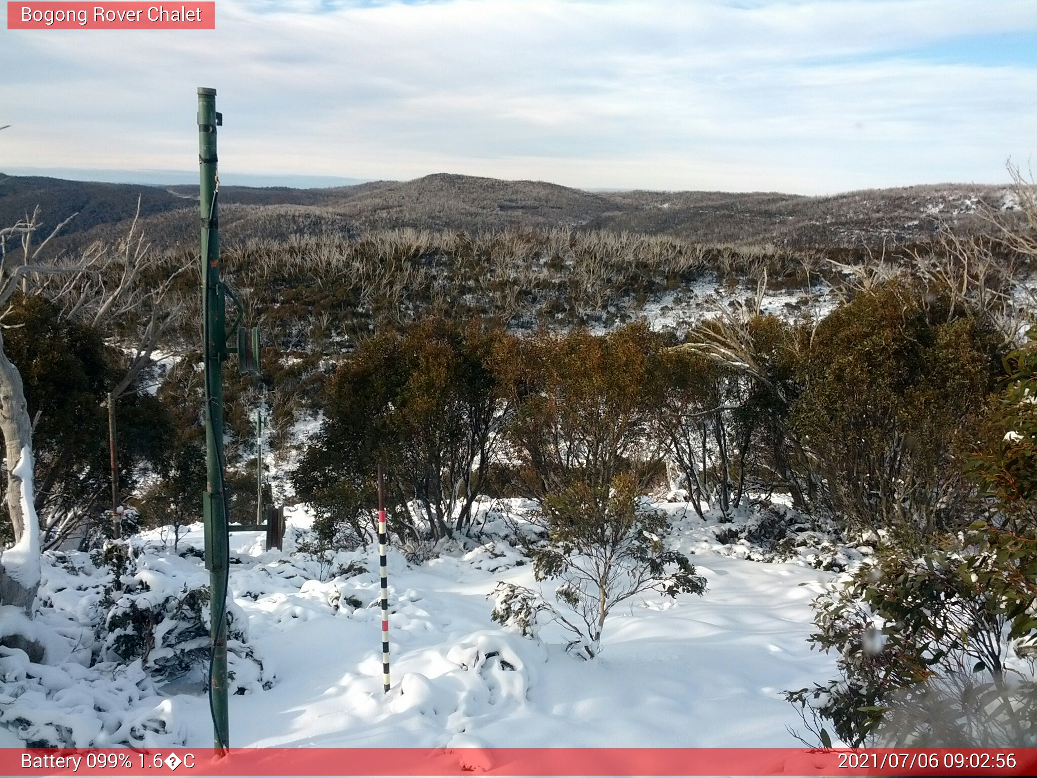 Bogong Web Cam 9:02am Tuesday 6th of July 2021