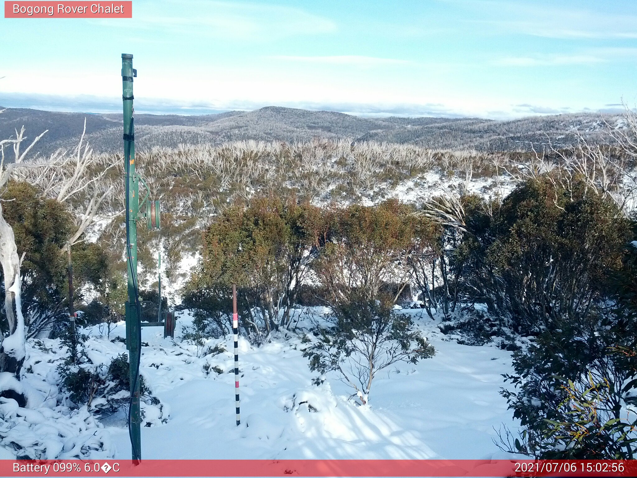 Bogong Web Cam 3:02pm Tuesday 6th of July 2021