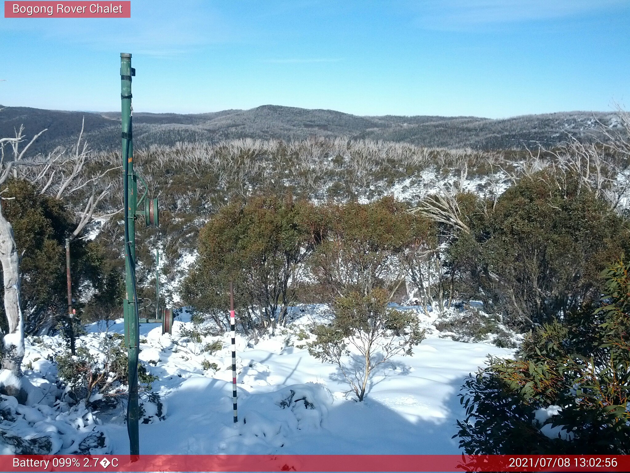 Bogong Web Cam 1:02pm Thursday 8th of July 2021