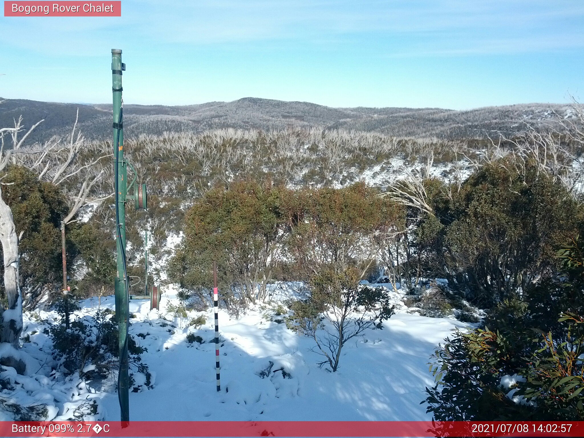 Bogong Web Cam 2:02pm Thursday 8th of July 2021