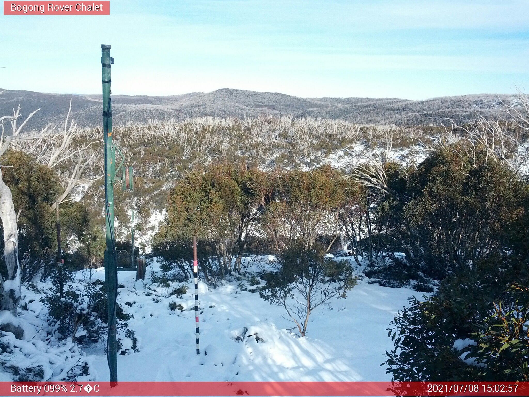 Bogong Web Cam 3:02pm Thursday 8th of July 2021