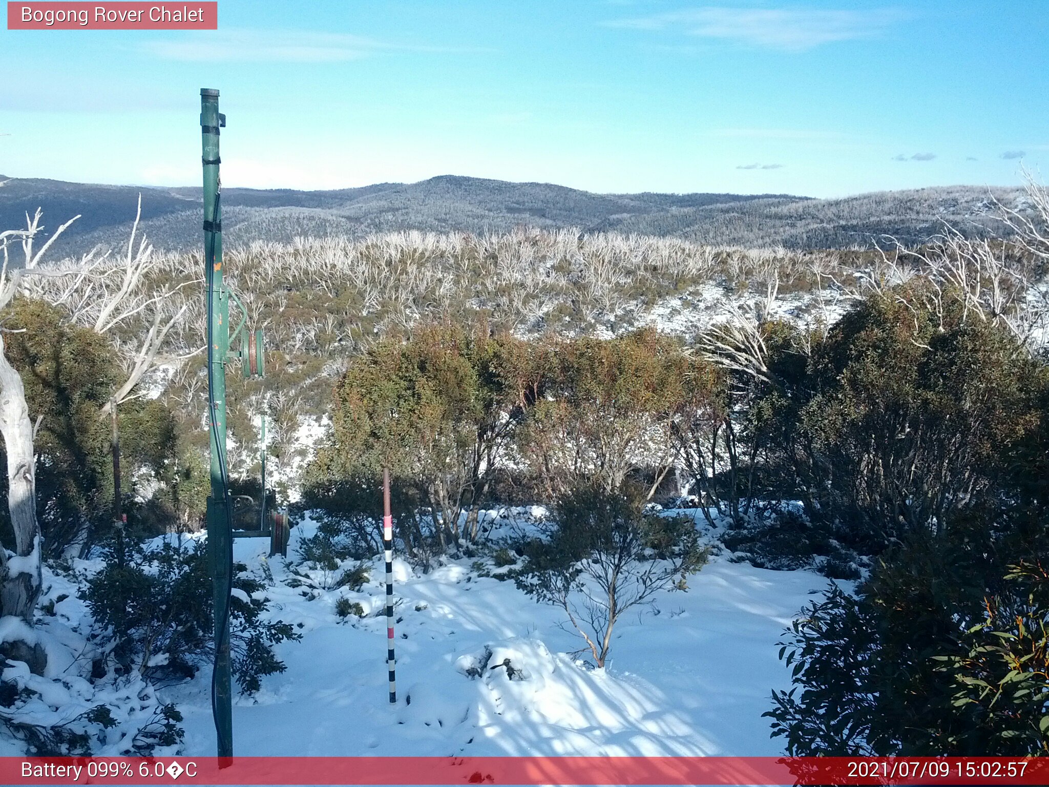 Bogong Web Cam 3:02pm Friday 9th of July 2021