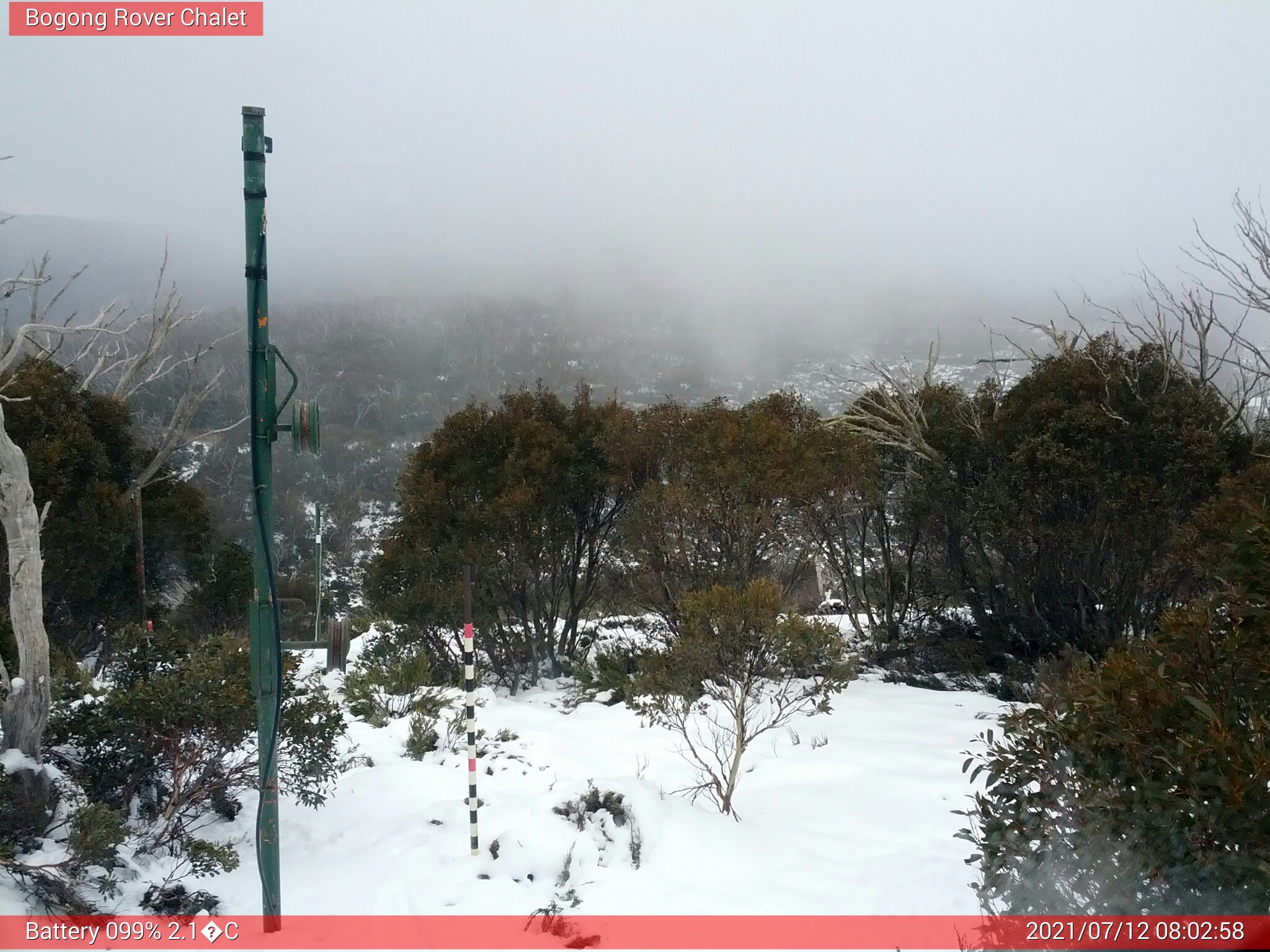 Bogong Web Cam 8:02am Monday 12th of July 2021