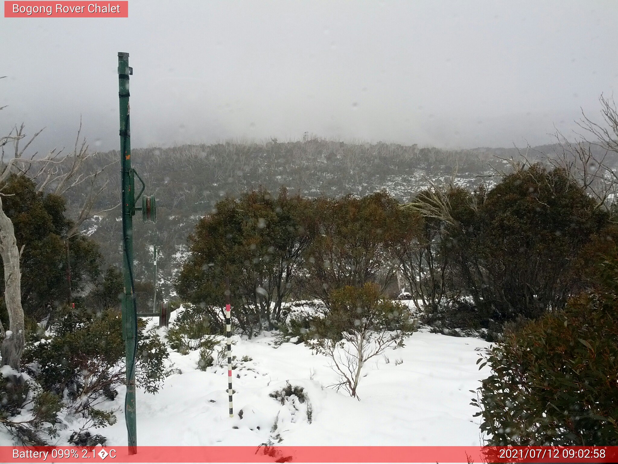 Bogong Web Cam 9:02am Monday 12th of July 2021