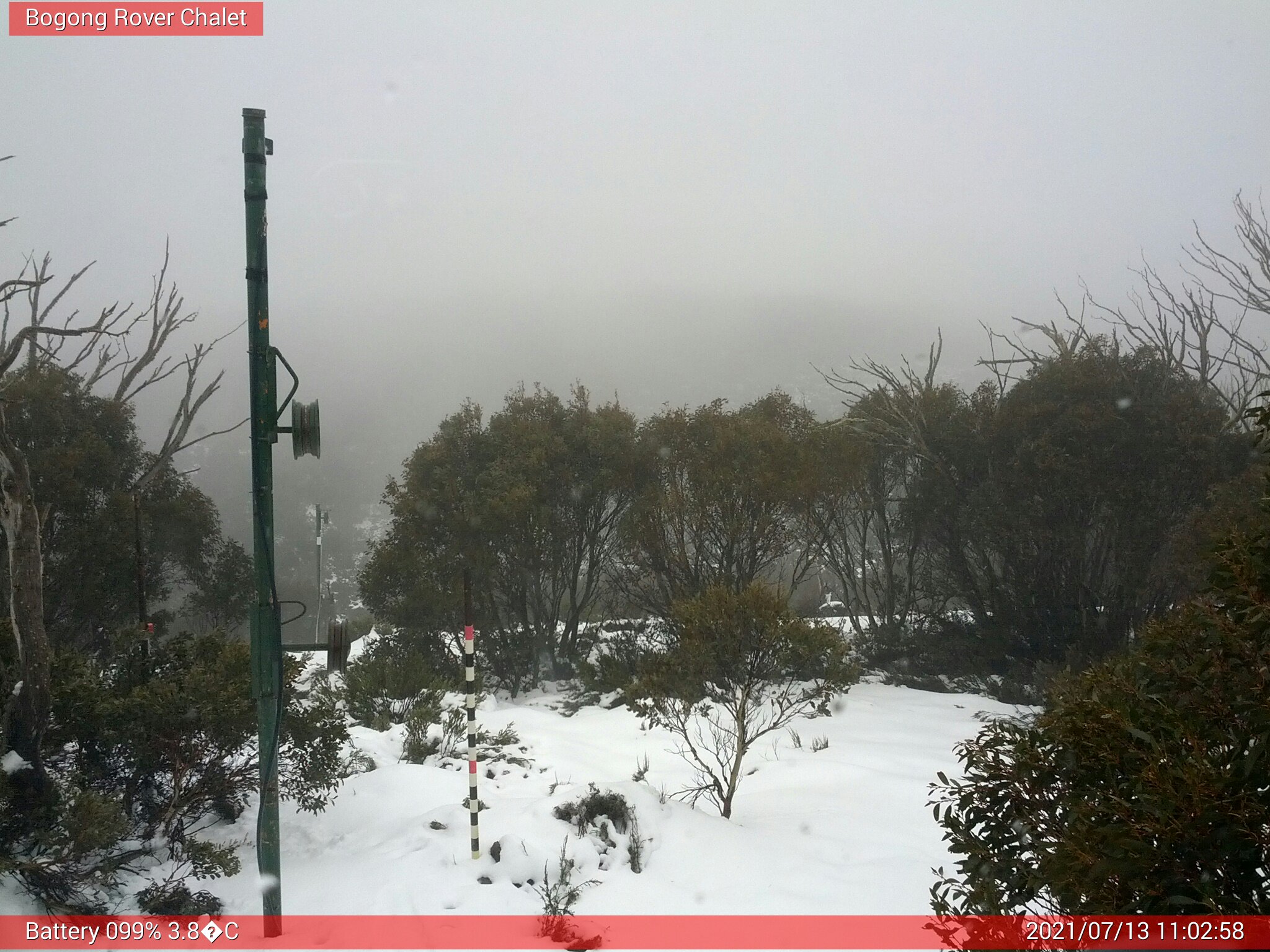 Bogong Web Cam 11:02am Tuesday 13th of July 2021