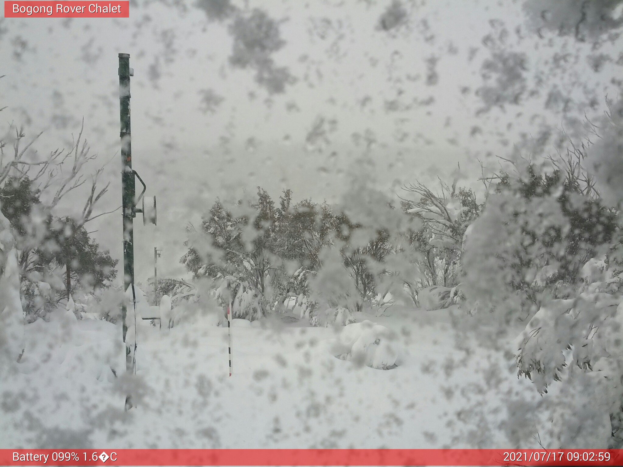 Bogong Web Cam 9:02am Saturday 17th of July 2021