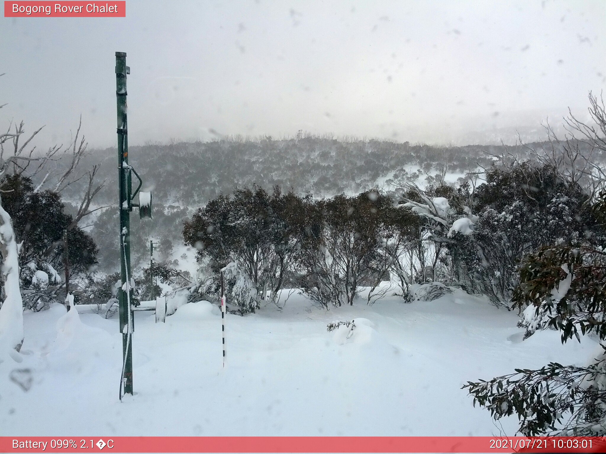 Bogong Web Cam 10:03am Wednesday 21st of July 2021