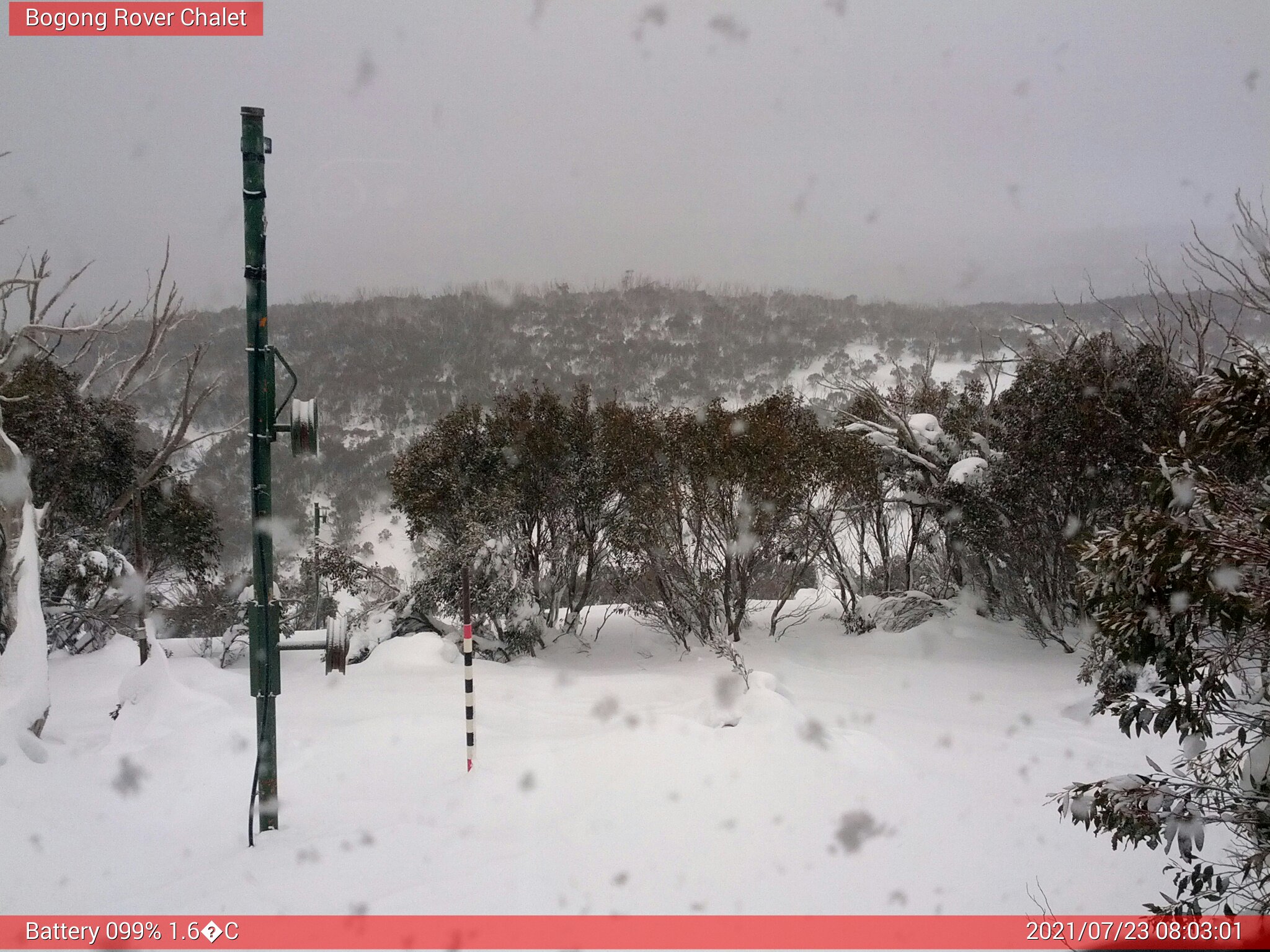 Bogong Web Cam 8:03am Friday 23rd of July 2021