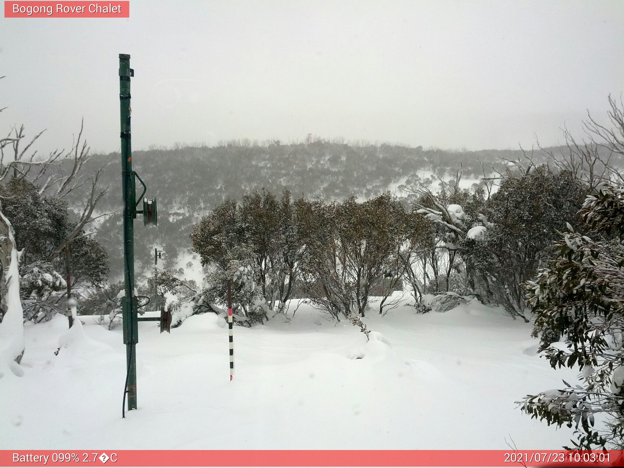 Bogong Web Cam 10:03am Friday 23rd of July 2021